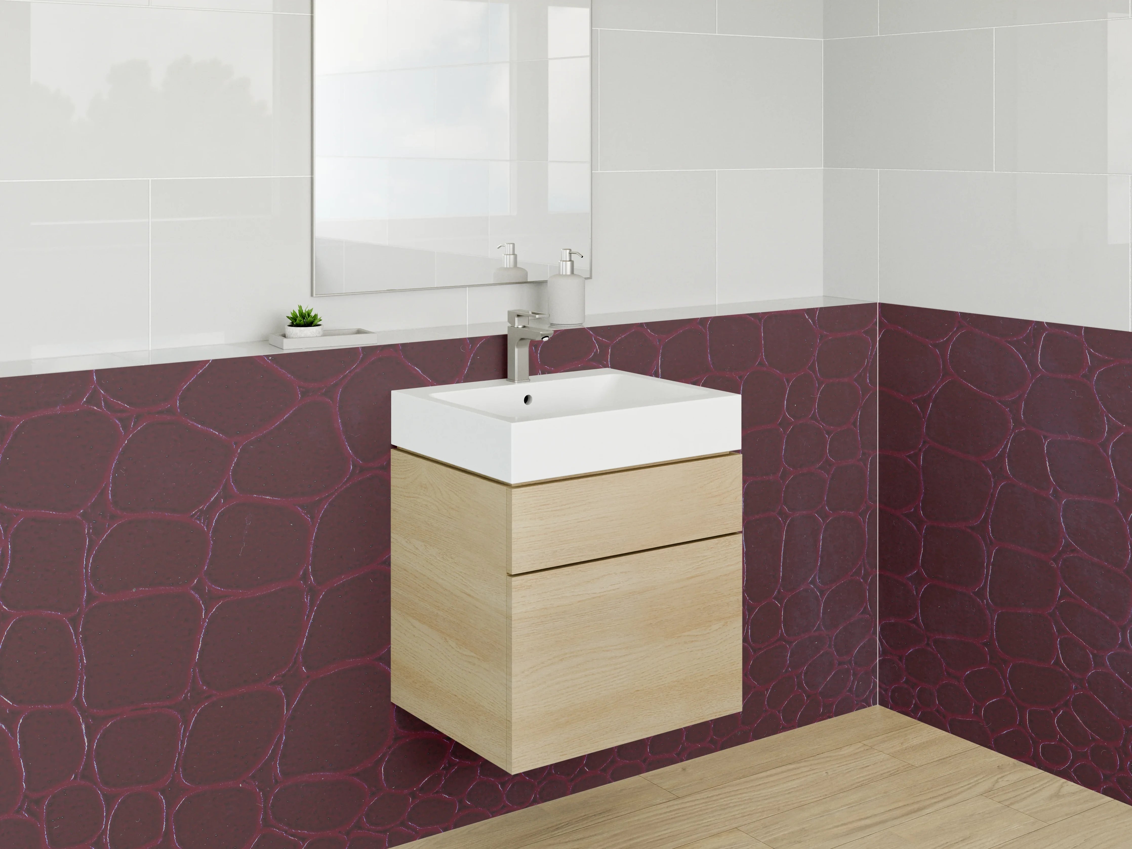 Waschbecken-Rückwand - Dunkle Kroko-Optik für Badezimmer