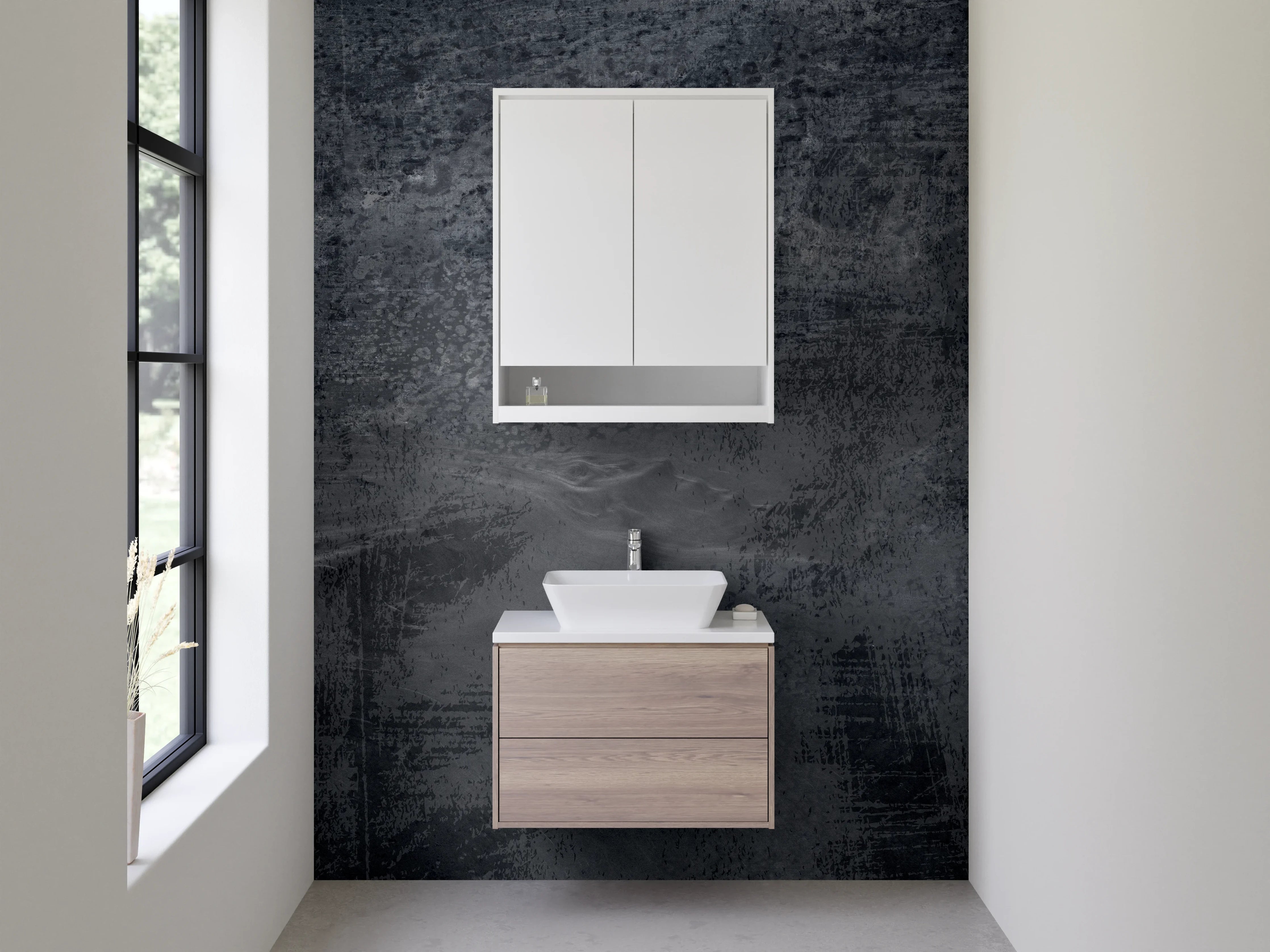 Waschbecken-Rückwand - Dunkle Schiefer-Optik für Bad & Küche