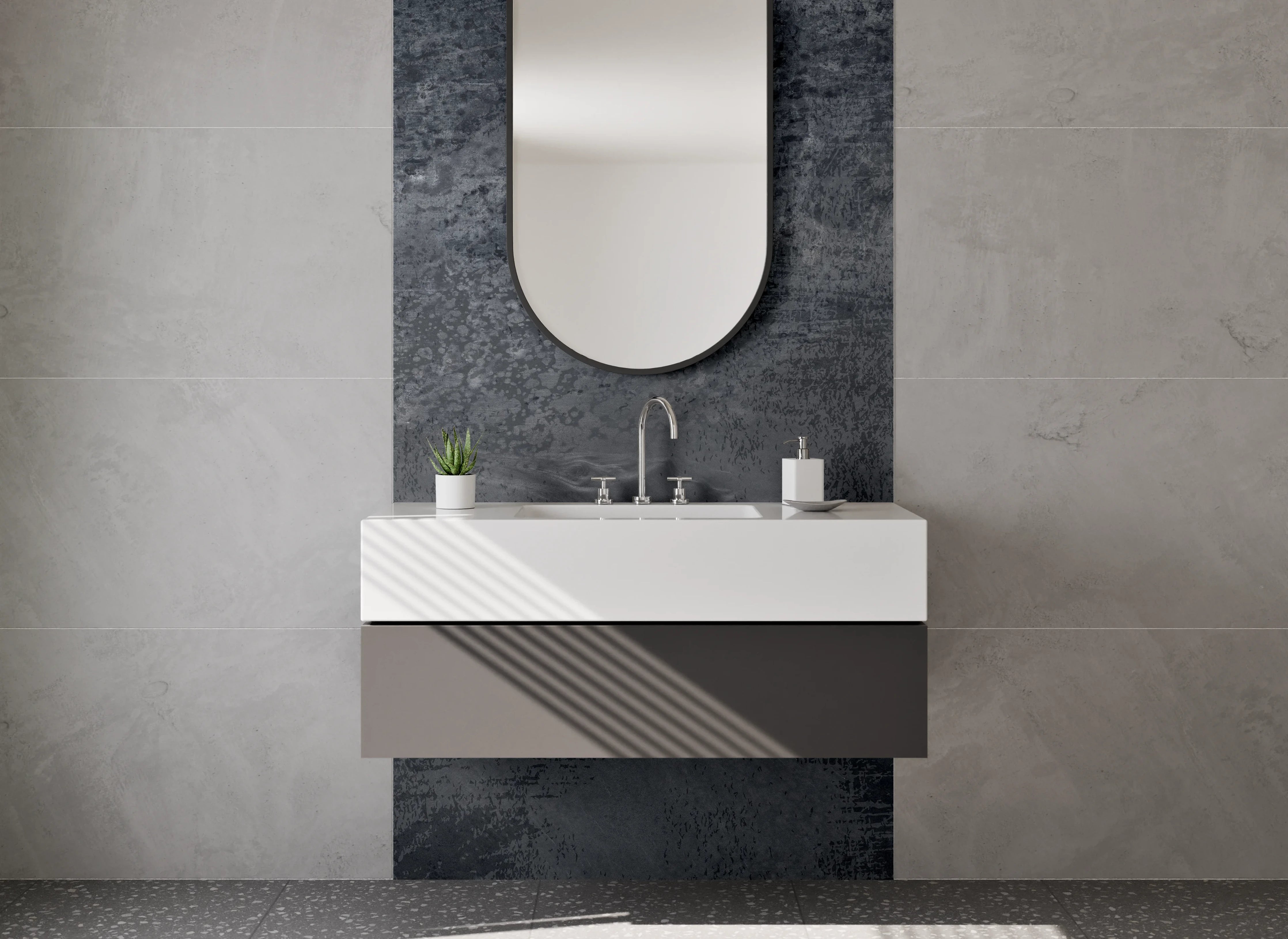 Waschbecken-Rückwand - Dunkle Schiefer-Optik für Bad & Küche