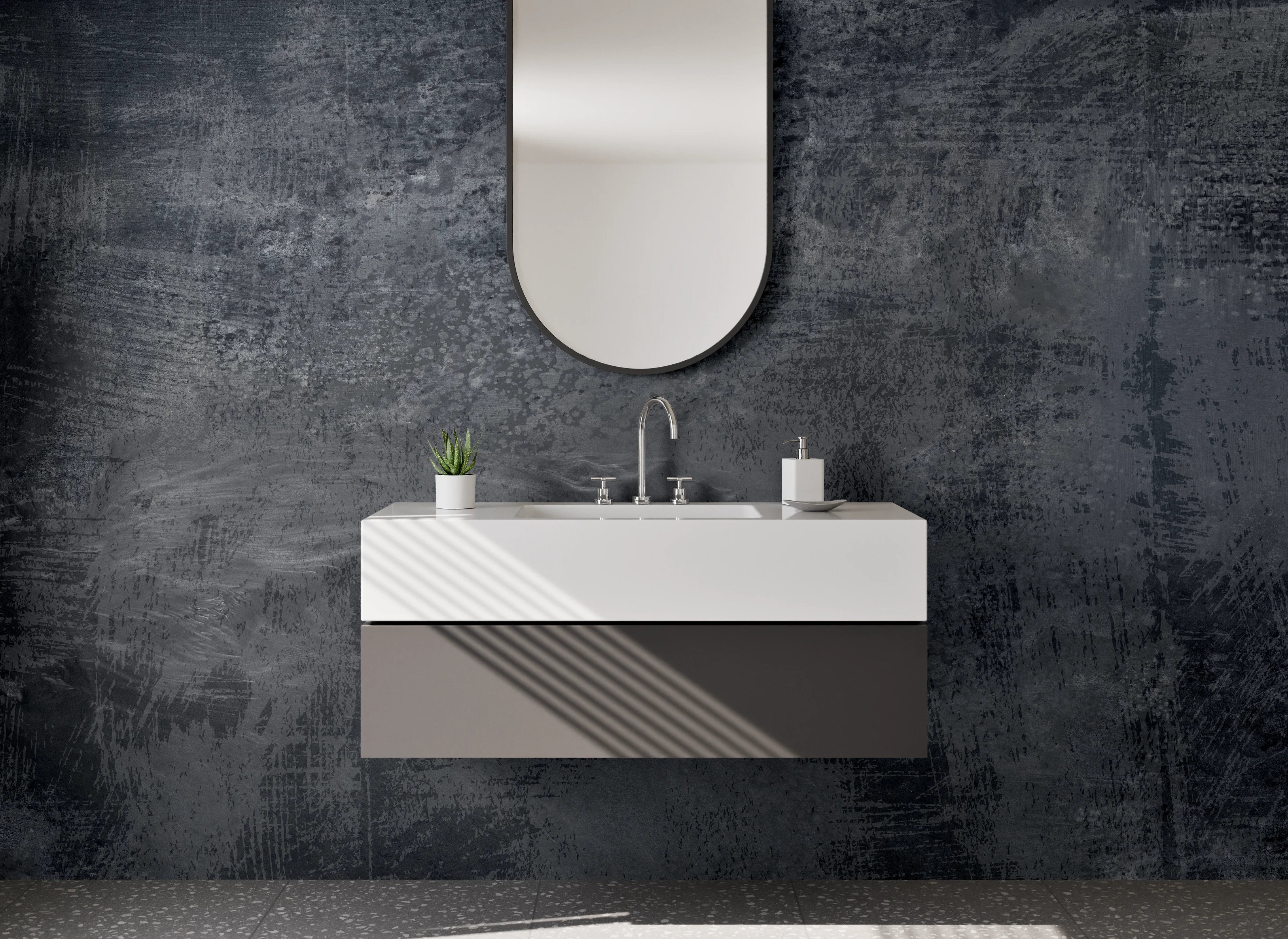 Waschbecken-Rückwand - Dunkle Schiefer-Optik für Bad & Küche