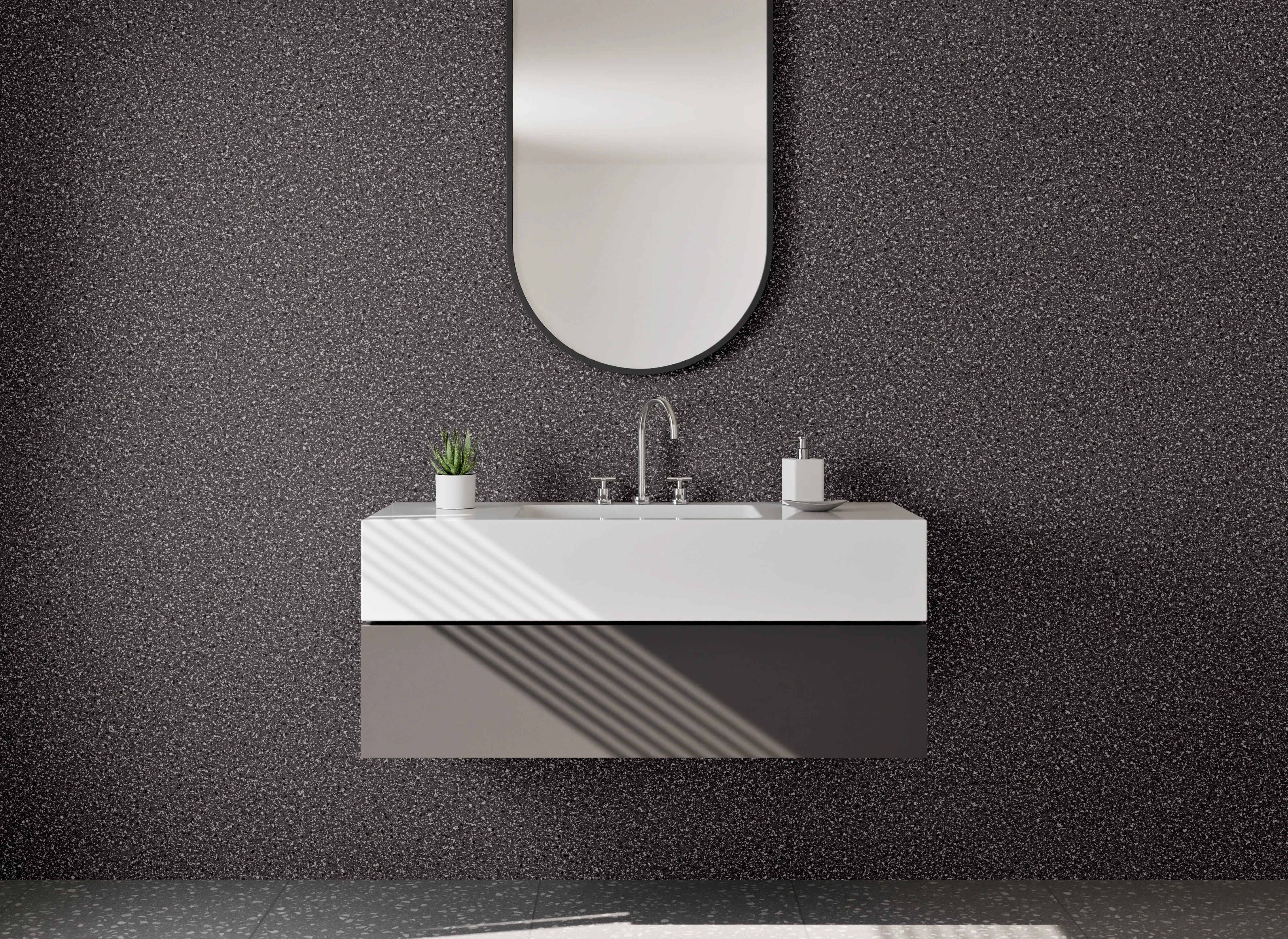 Waschbecken-Rückwand - Dunkle Steinoptik für Rückwände