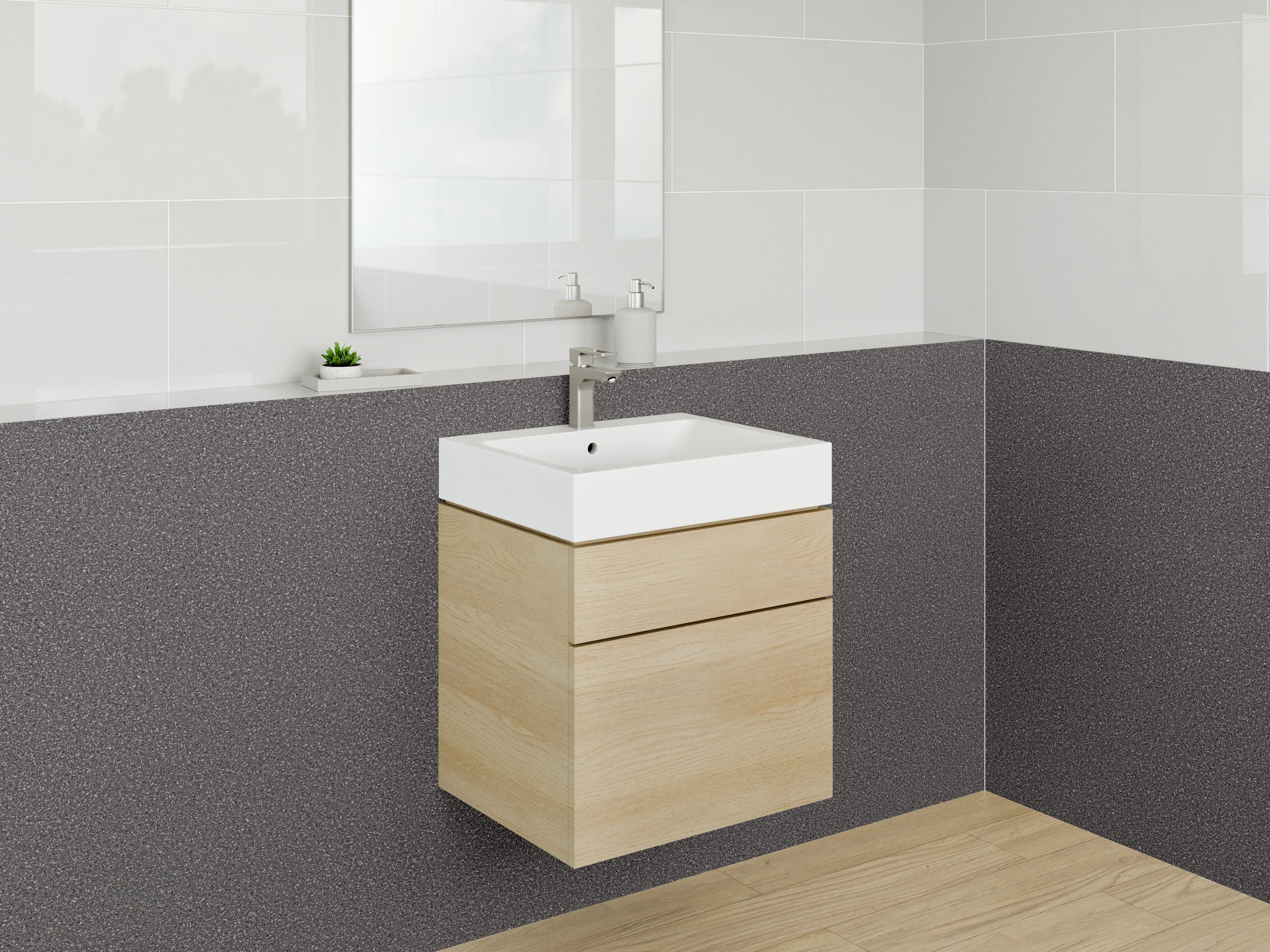 Waschbecken-Rückwand - Dunkle Steinoptik für Rückwände