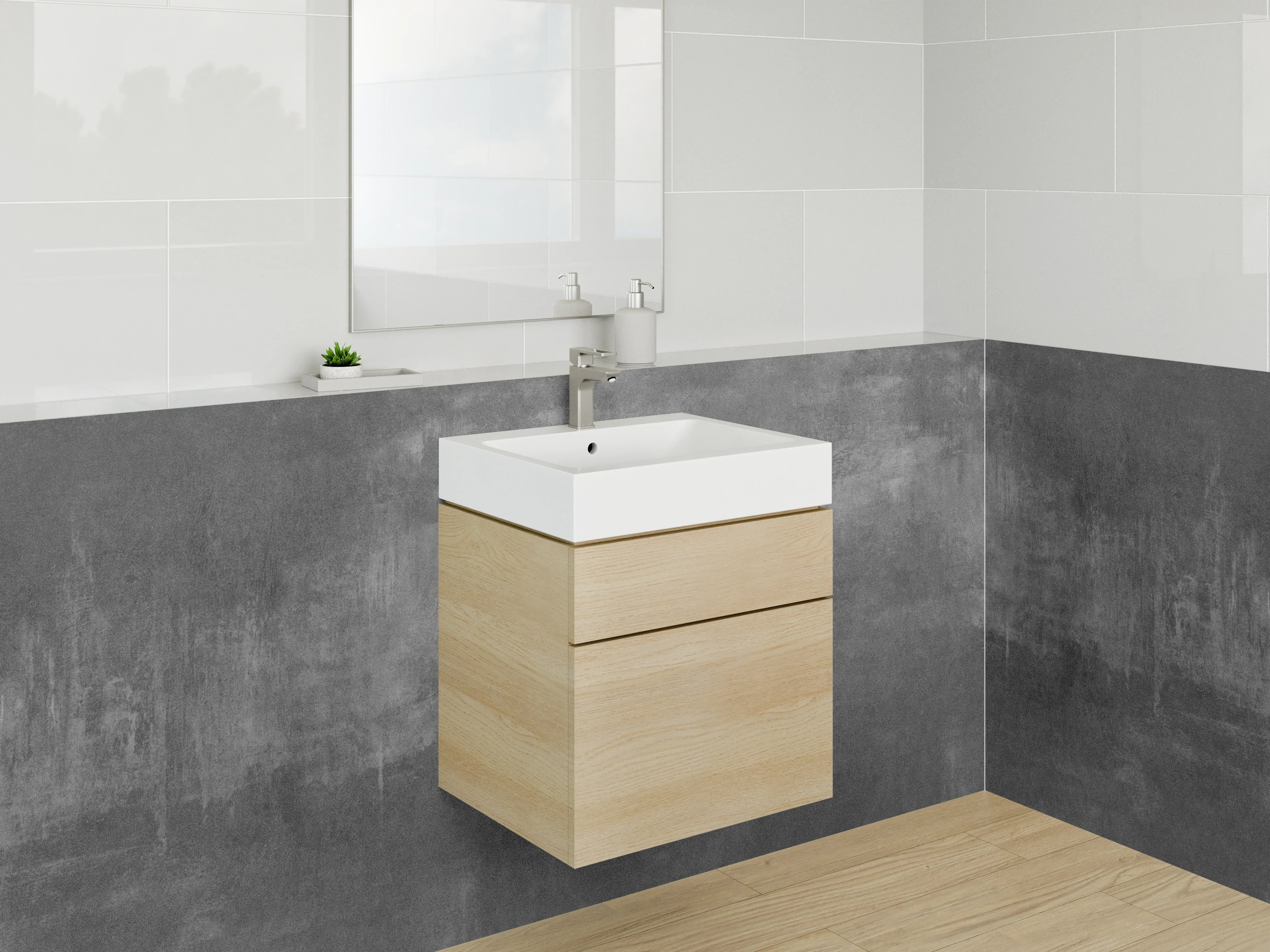 Waschbecken-Rückwand - Dunkle Steinstruktur als Kunst-Design