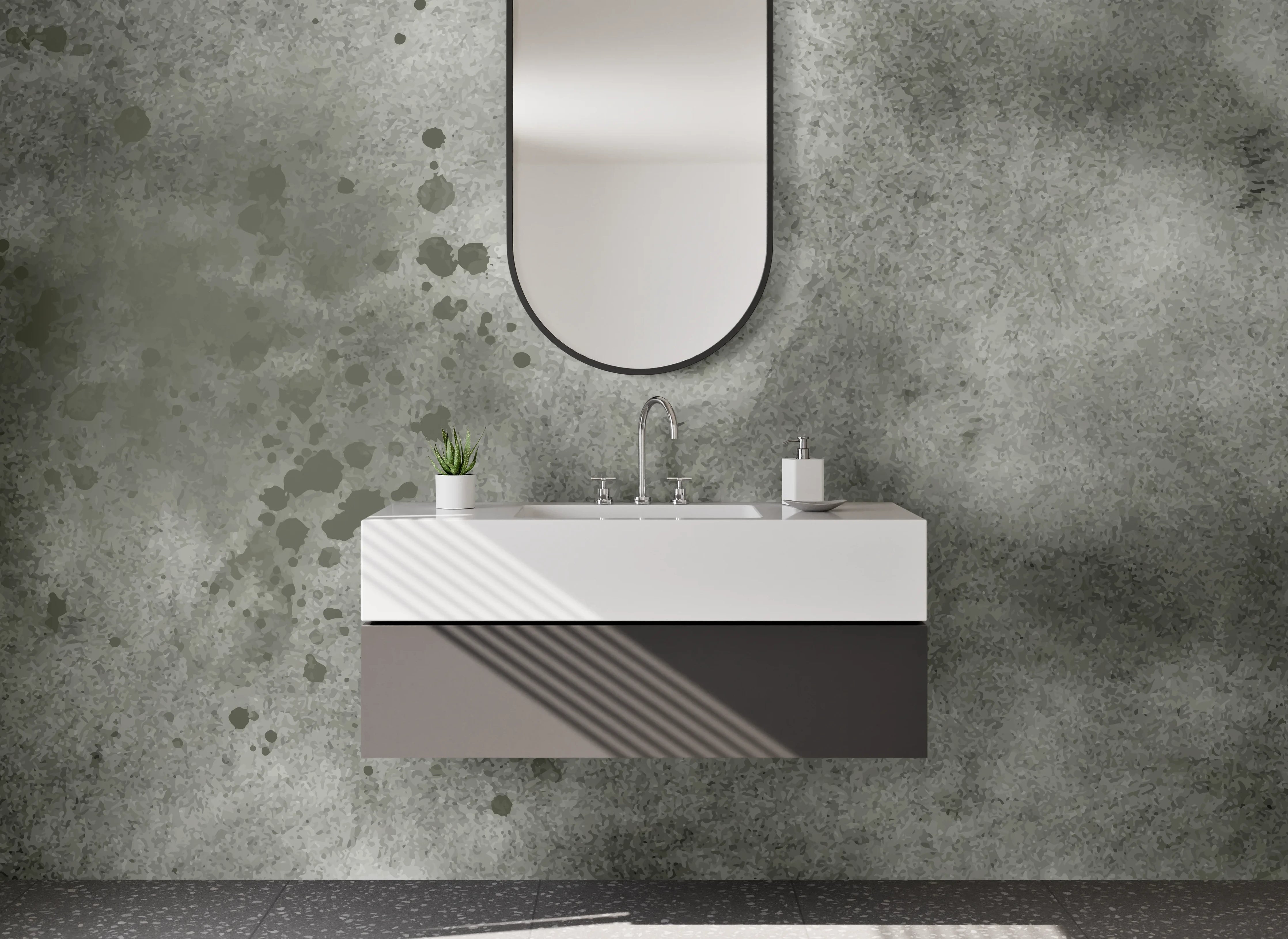 Waschbecken-Rückwand - Dunkle Wasserfarbentextur