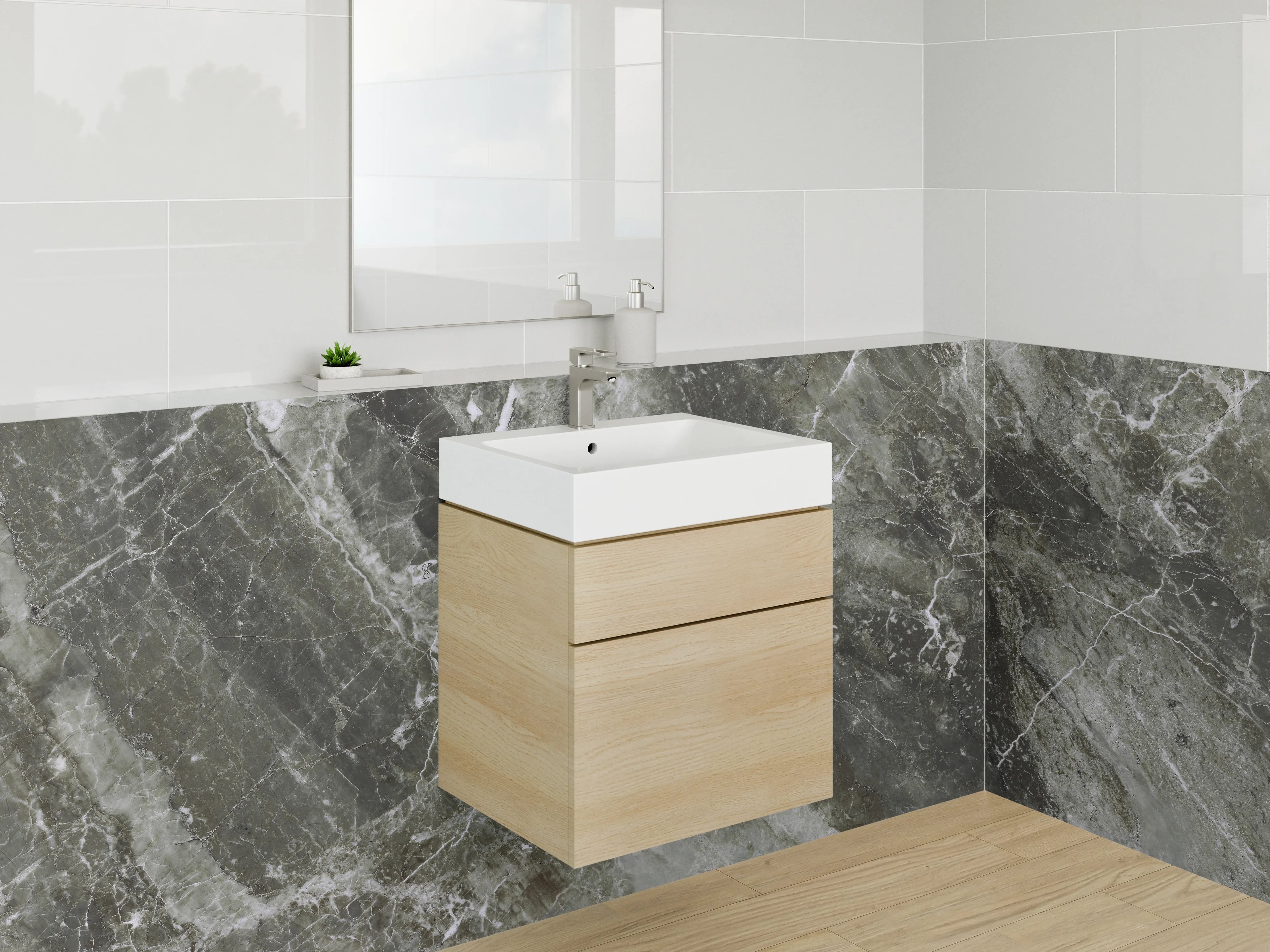 Waschbecken-Rückwand - Dunkler Marmor Look Glasrückwand