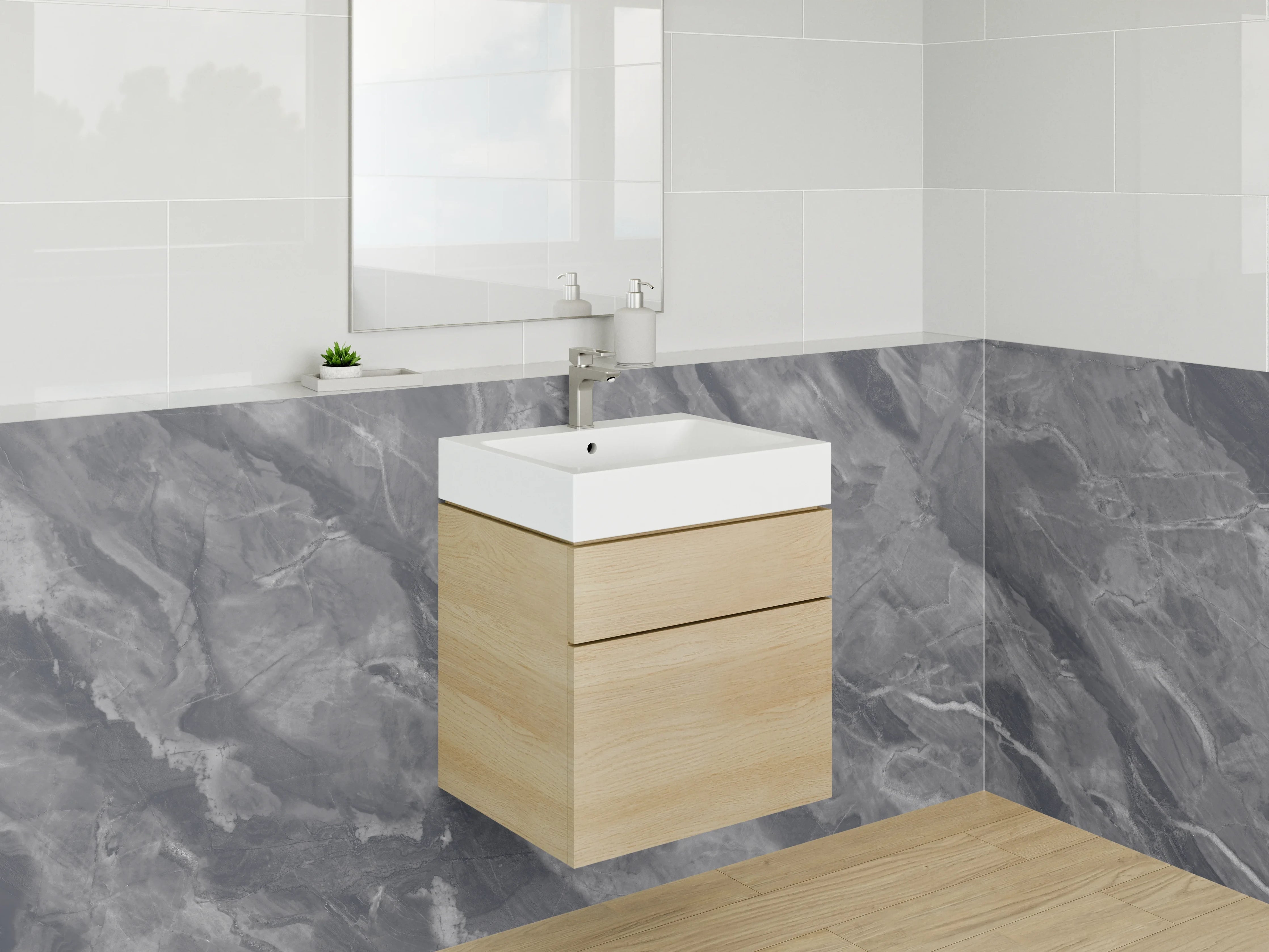 Waschbecken-Rückwand - Dunkler Marmor-Look für Badezimmer