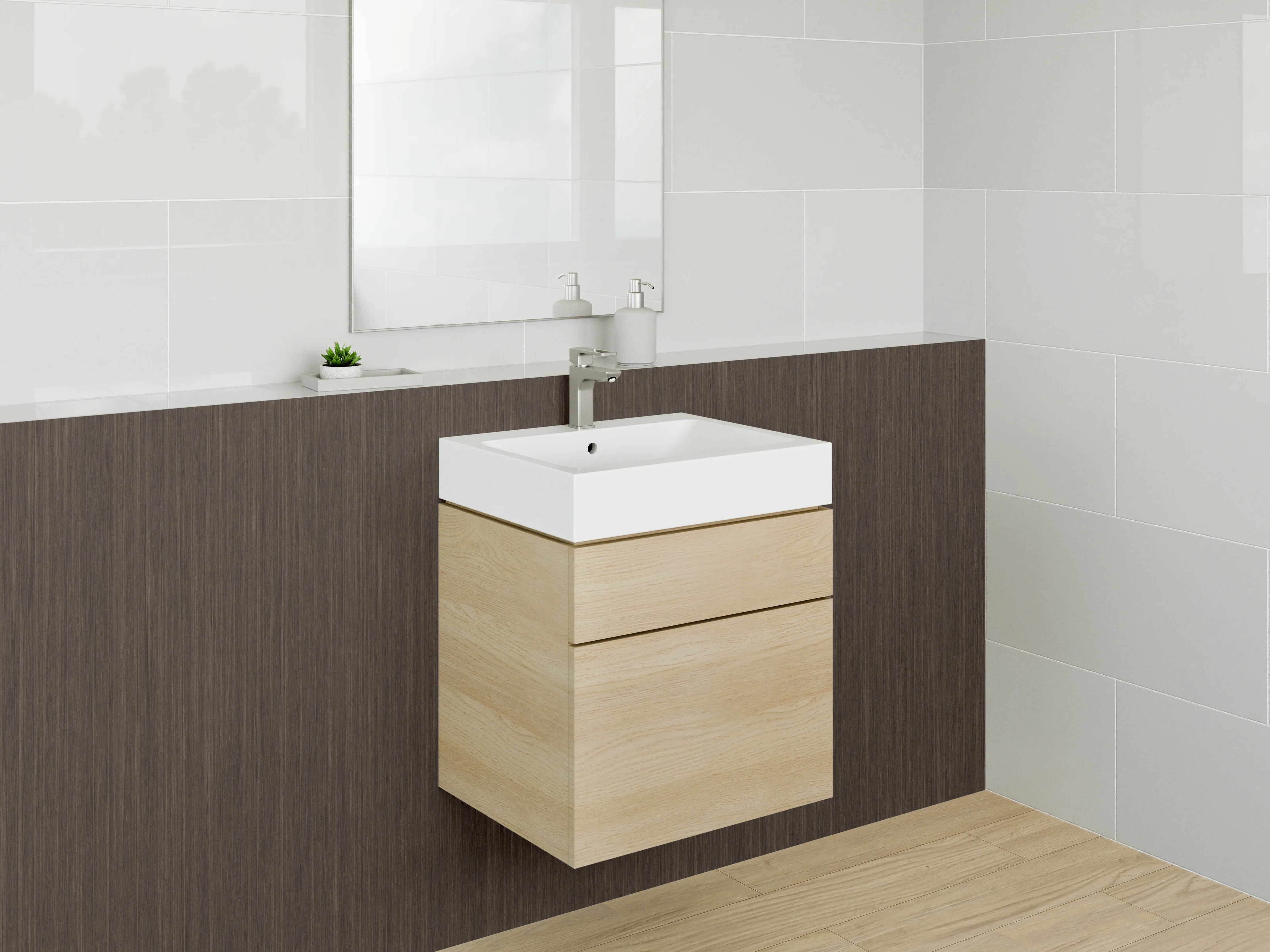 Waschbecken-Rückwand - Dunkles Holzmaserung