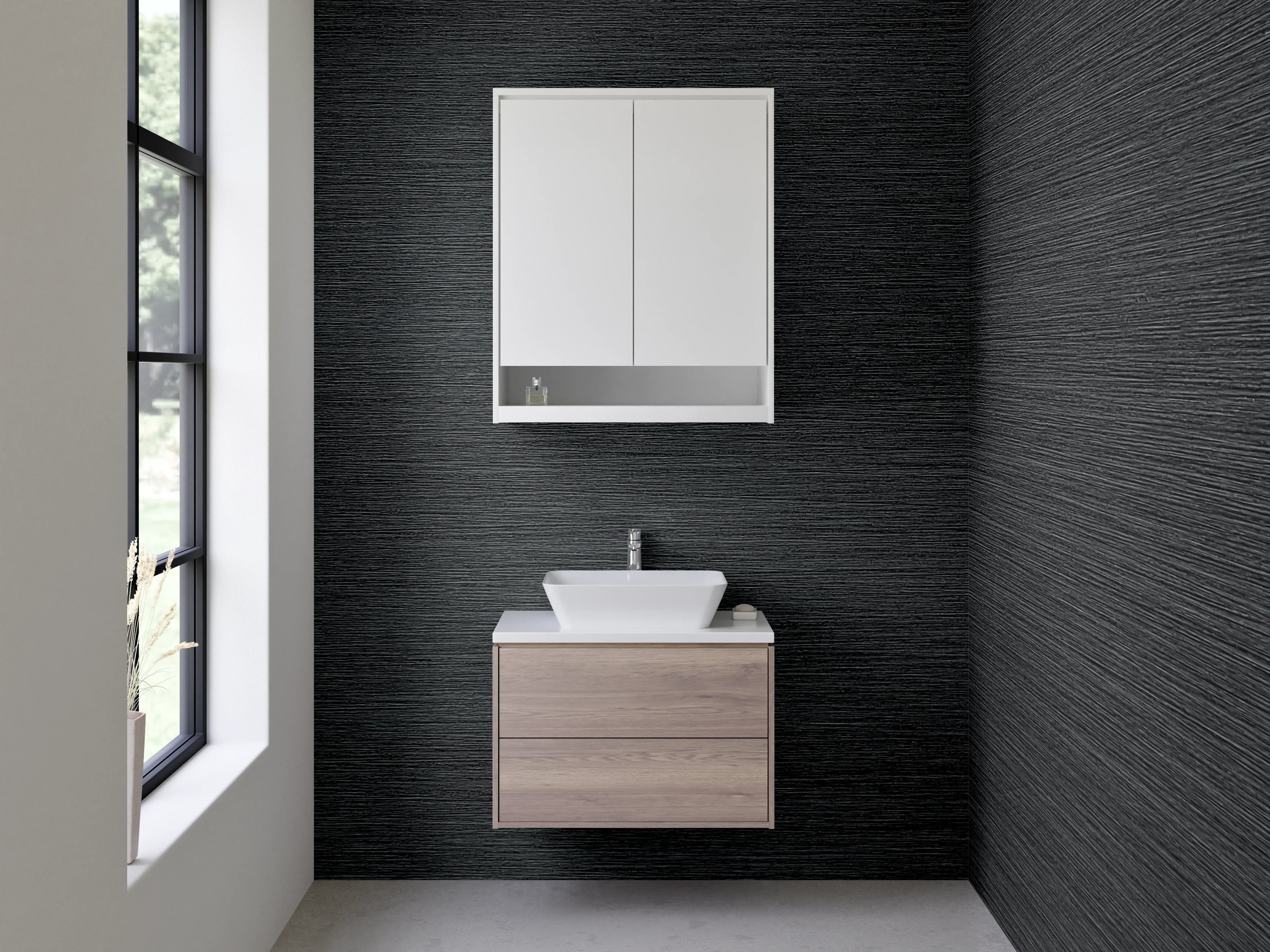 Waschbecken-Rückwand - Dunkles Schiefer-Design modern