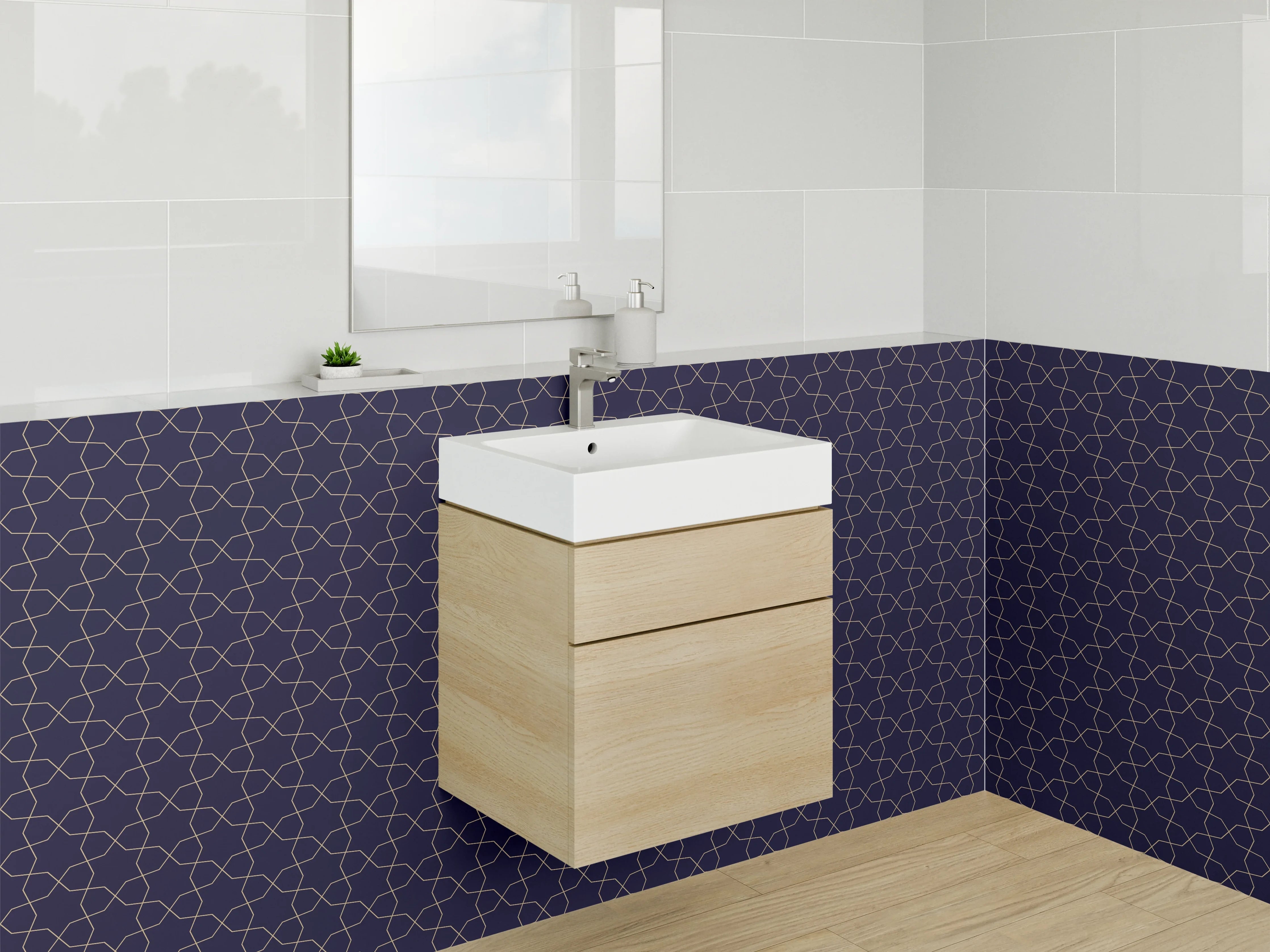 Waschbecken-Rückwand - Dunkles geometrisches Linienmuster