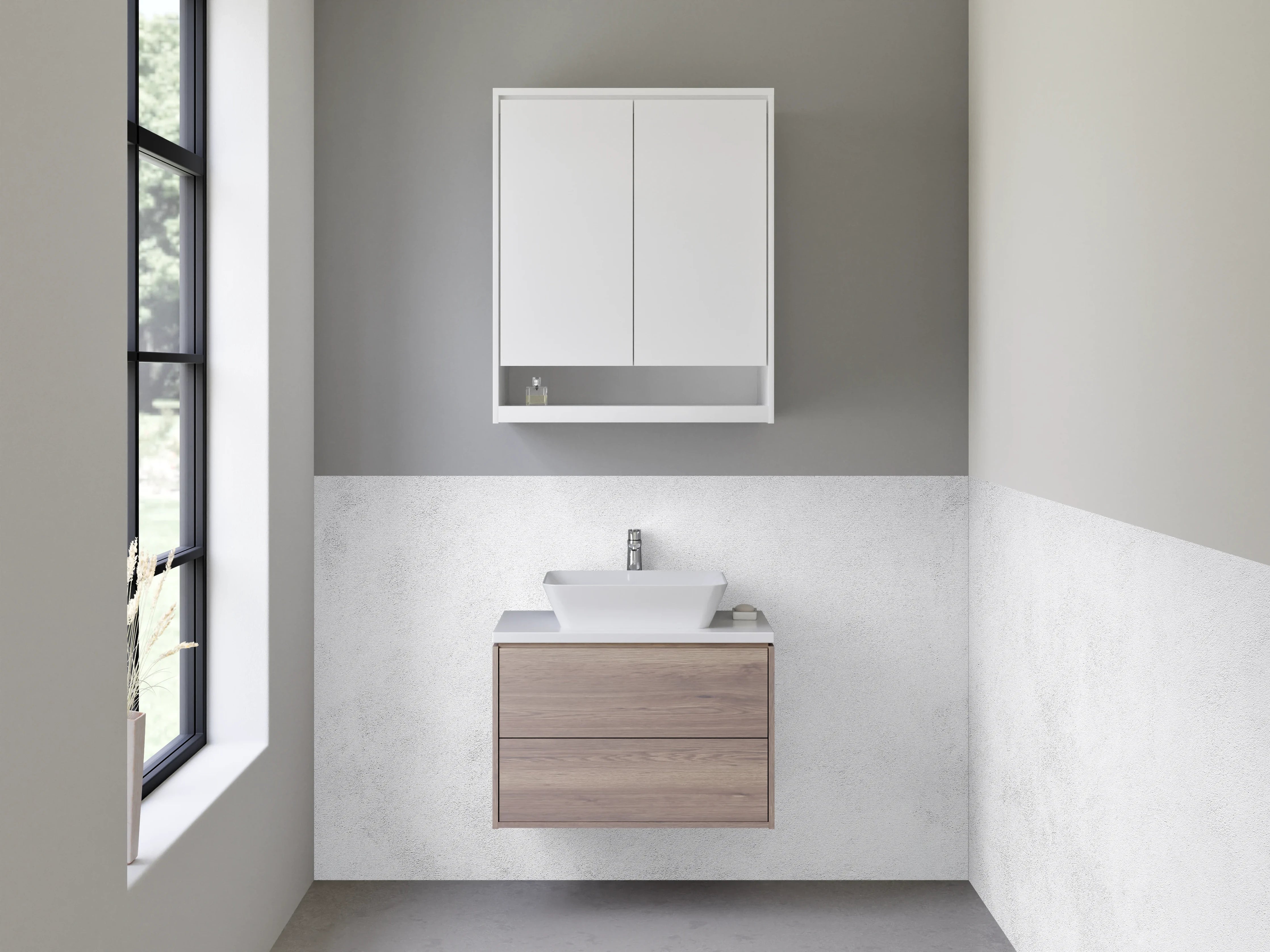 Waschbecken-Rückwand - Edle Weiß-Grau-Marmoroptik für Rückwände