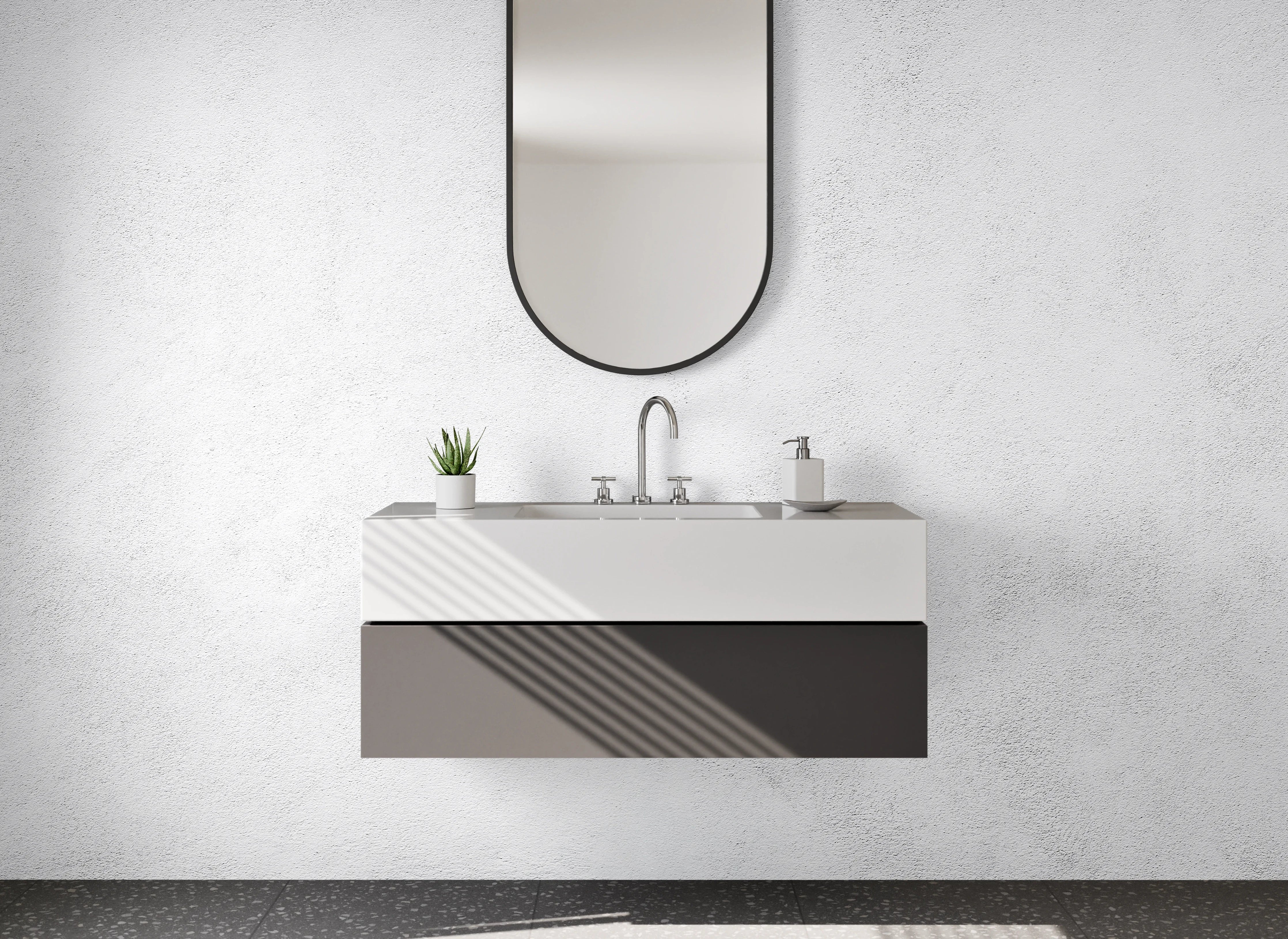 Waschbecken-Rückwand - Edle Weiß-Grau-Marmoroptik für Rückwände