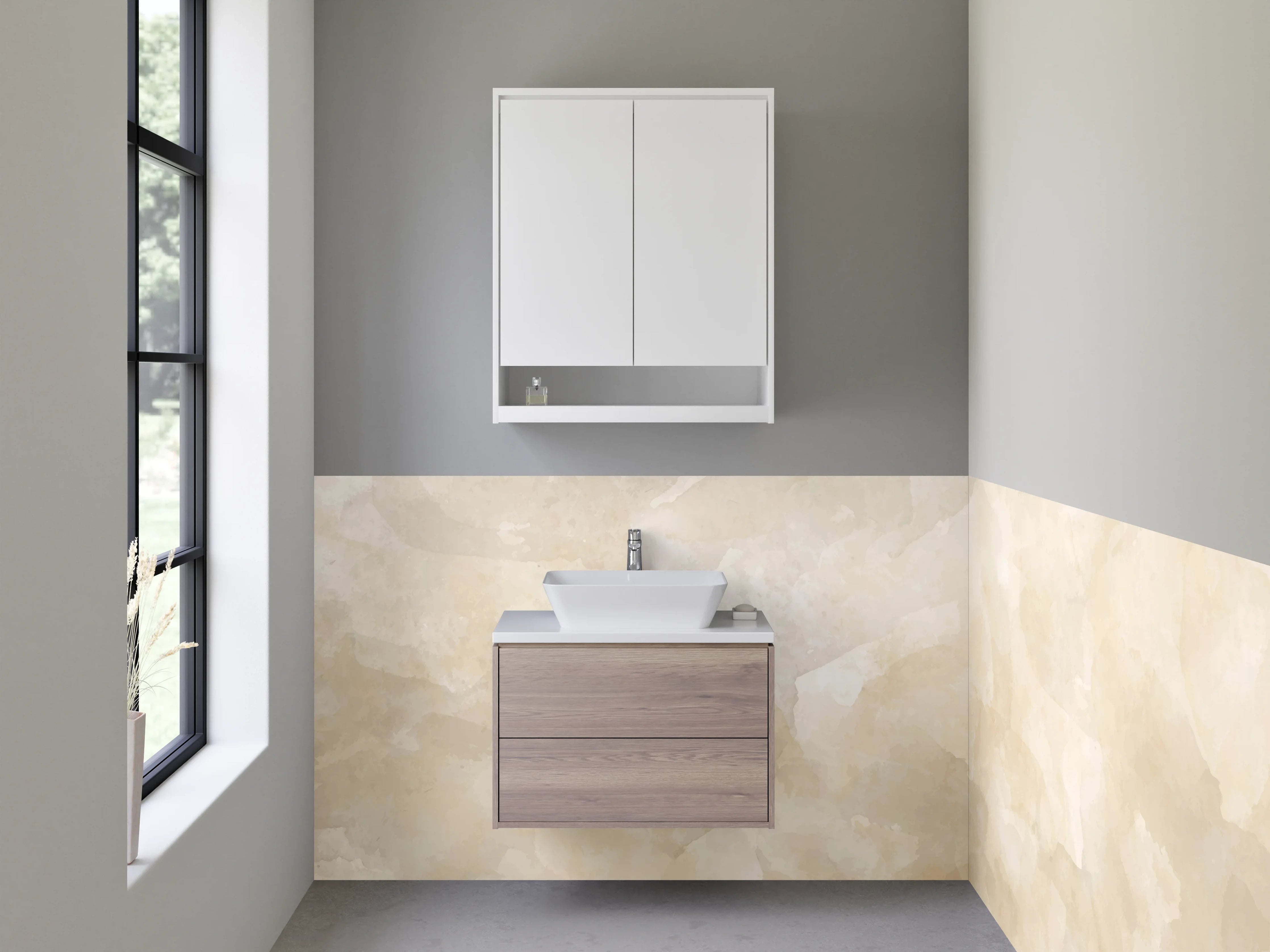 Waschbecken-Rückwand - Edle beige Marmoroptik für Rückwände