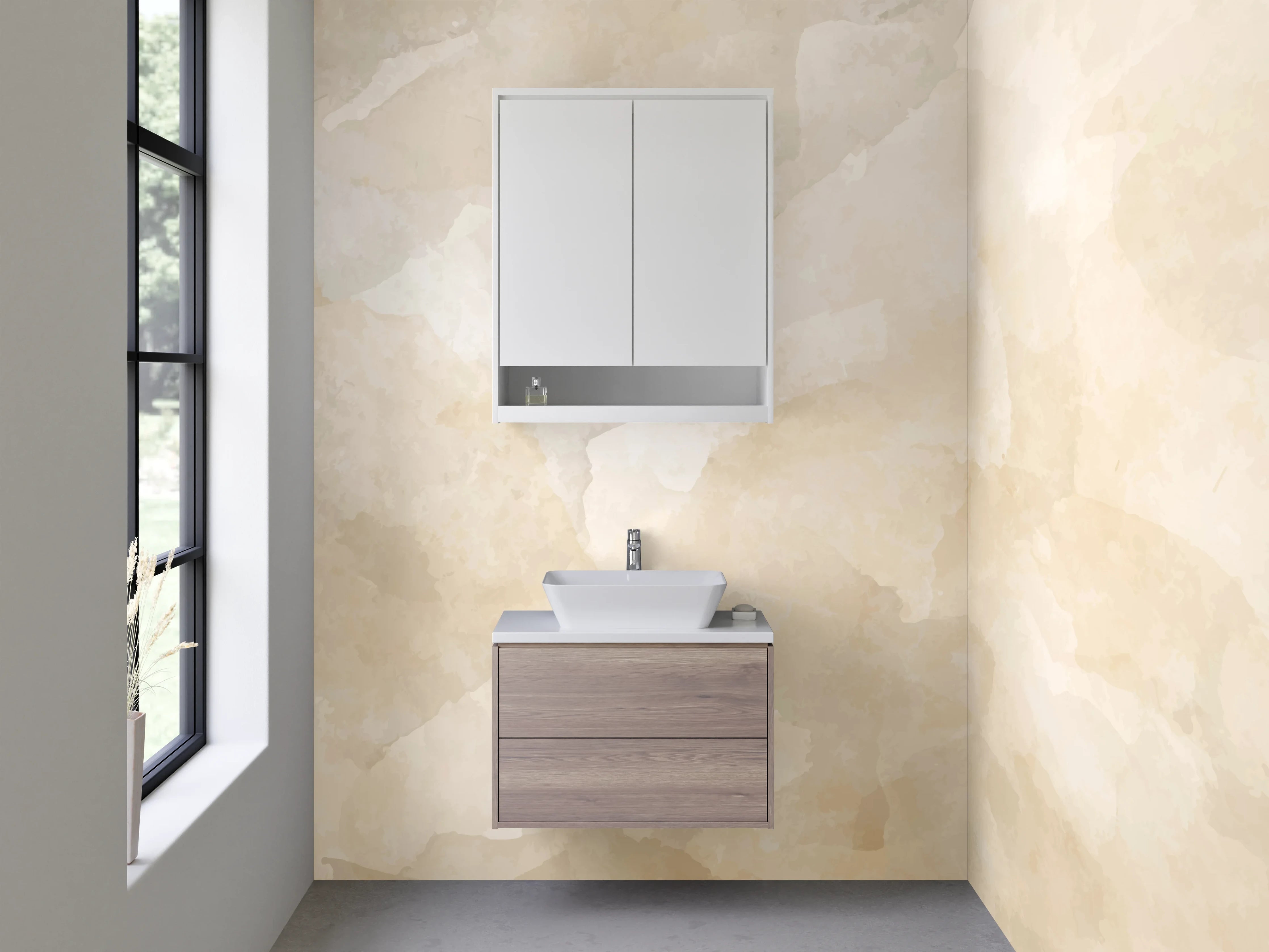 Waschbecken-Rückwand - Edle beige Marmoroptik für Rückwände