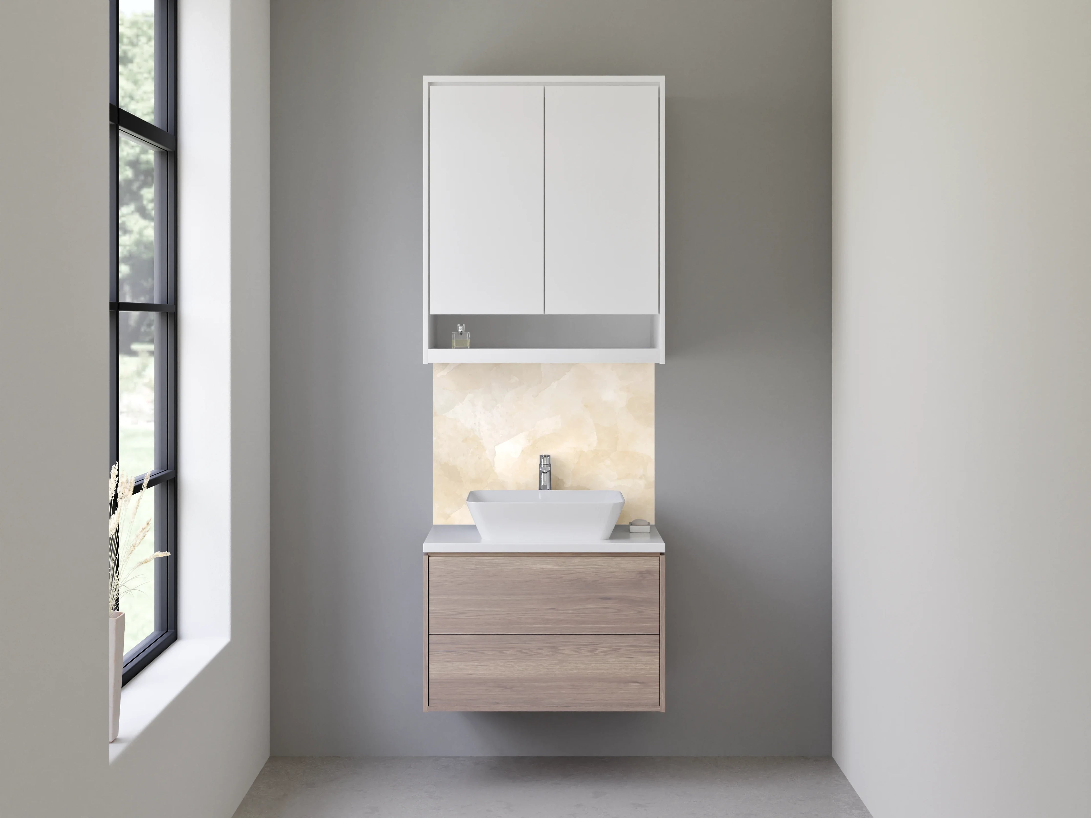 Waschbecken-Rückwand - Edle beige Marmoroptik für Rückwände