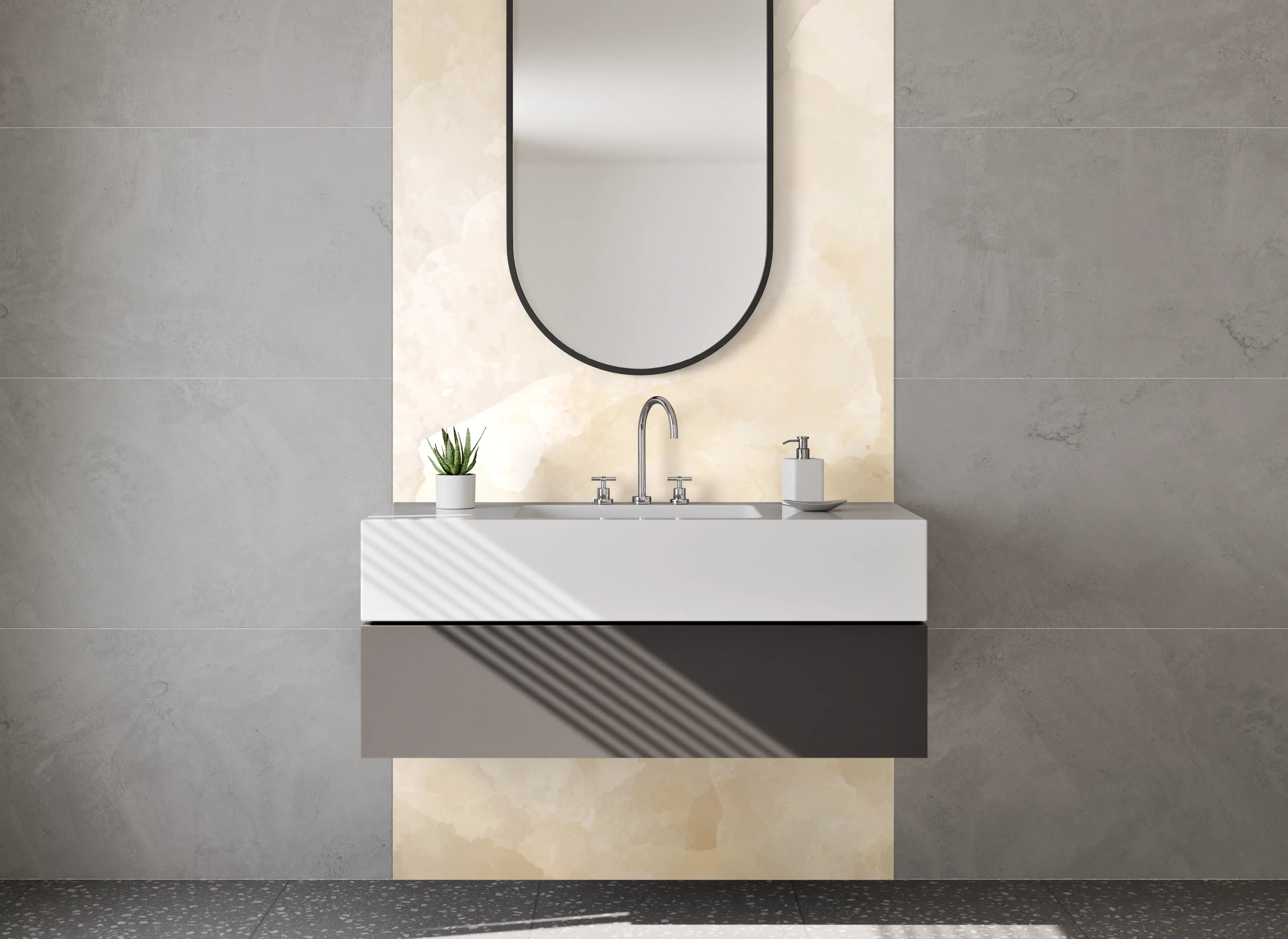 Waschbecken-Rückwand - Edle beige Marmoroptik für Rückwände