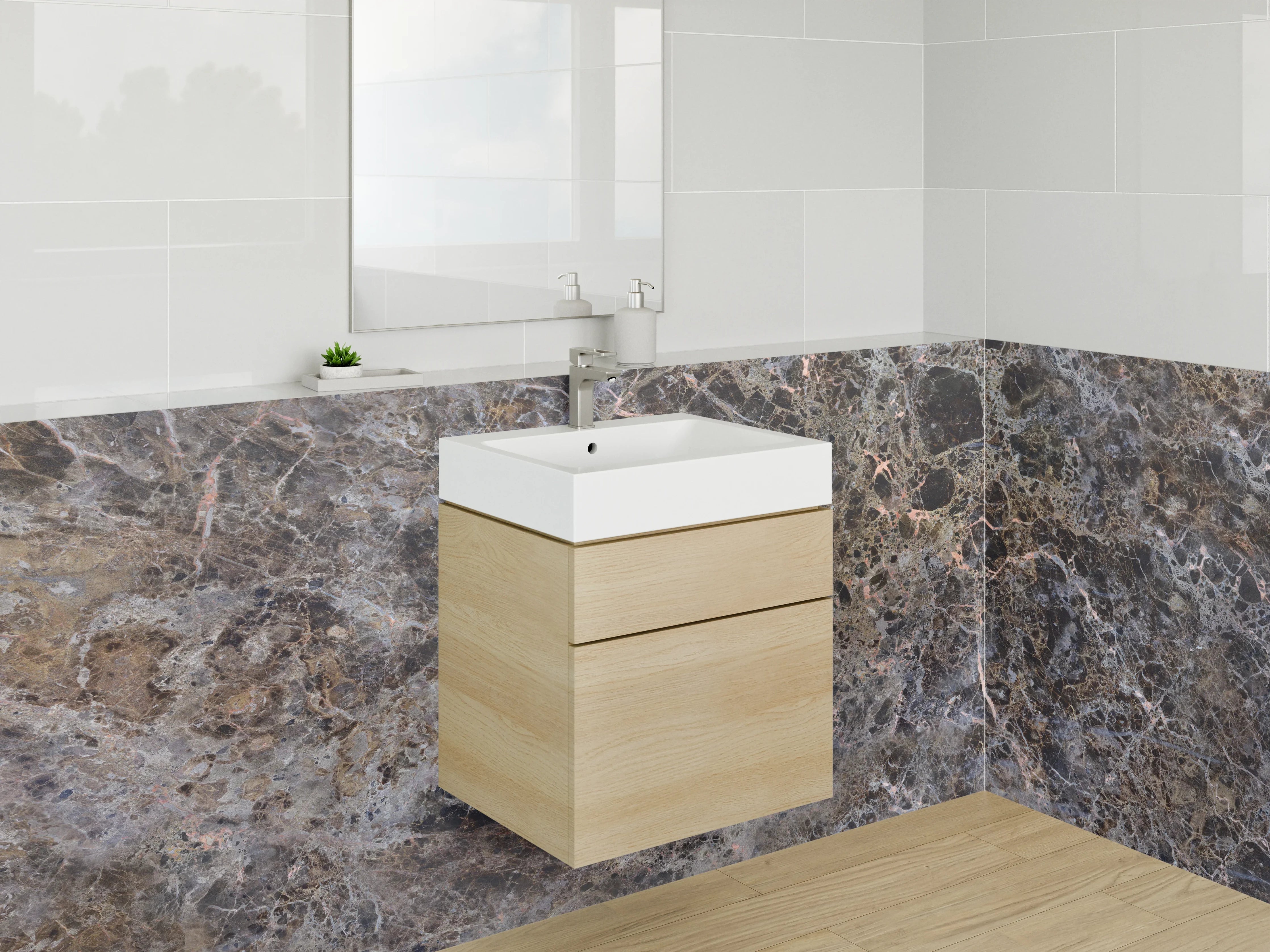 Waschbecken-Rückwand - Edle braune Marmoroptik für Rückwände