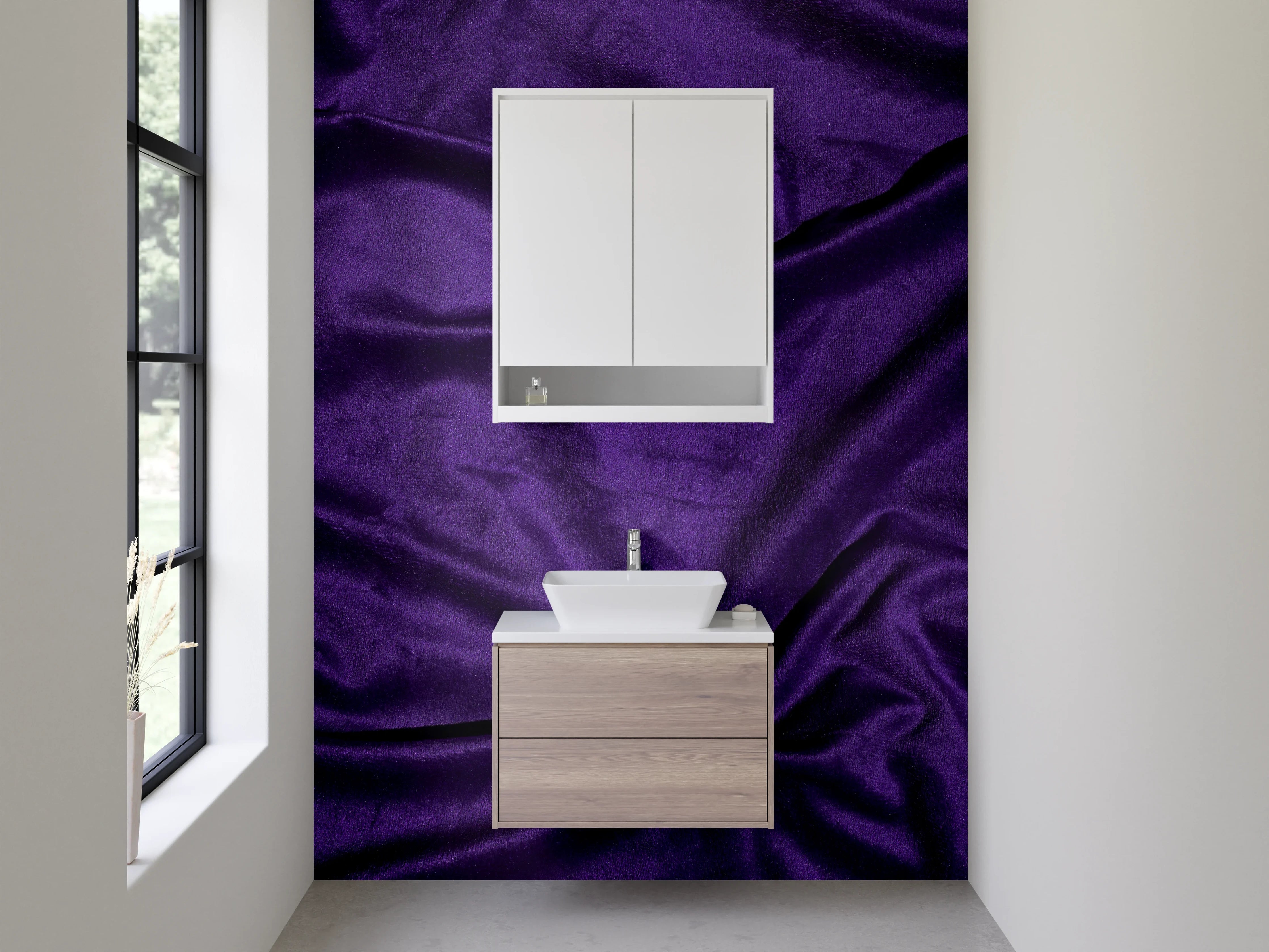 Waschbecken-Rückwand - Edle violette Samtstruktur