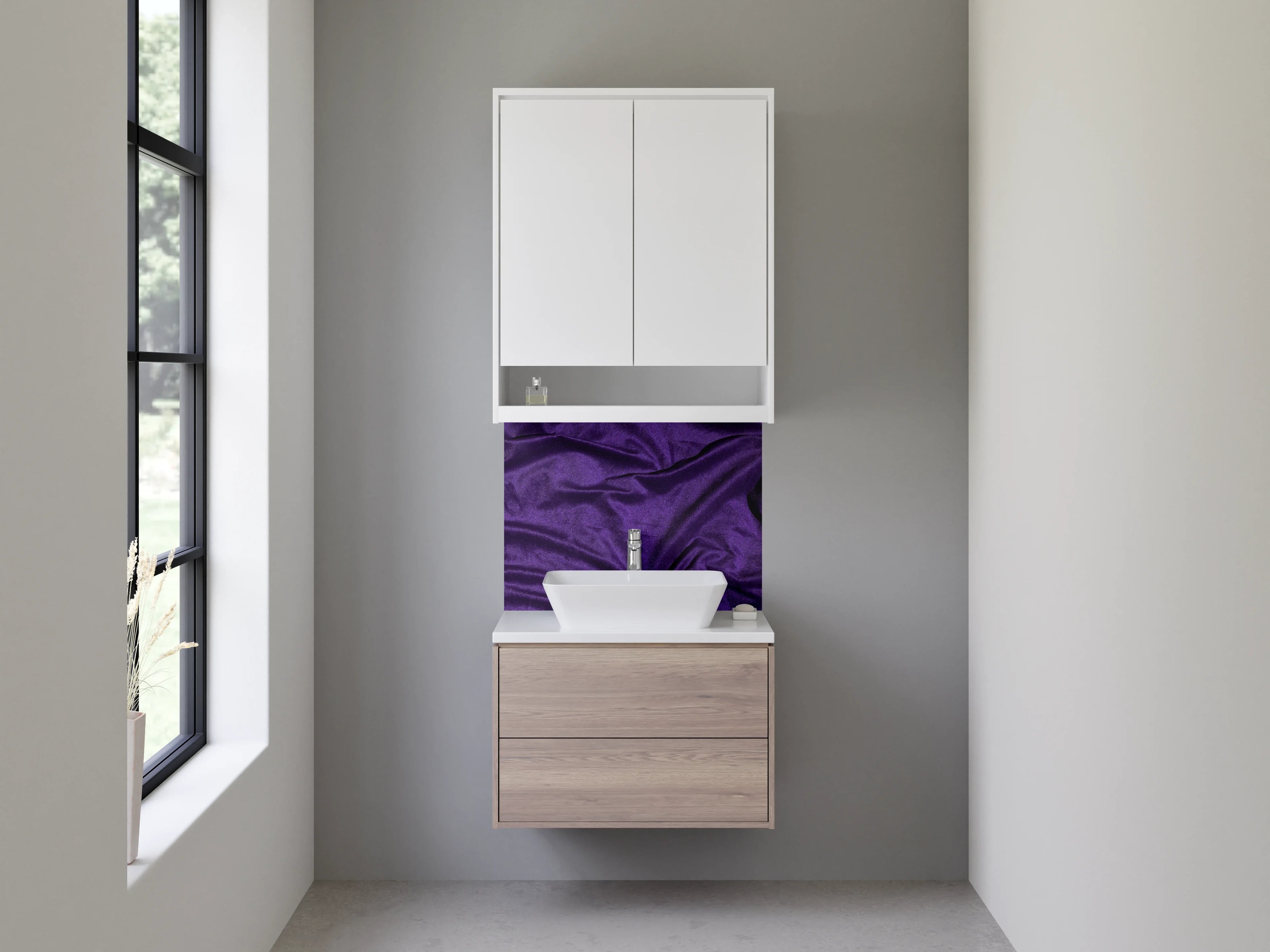 Waschbecken-Rückwand - Edle violette Samtstruktur