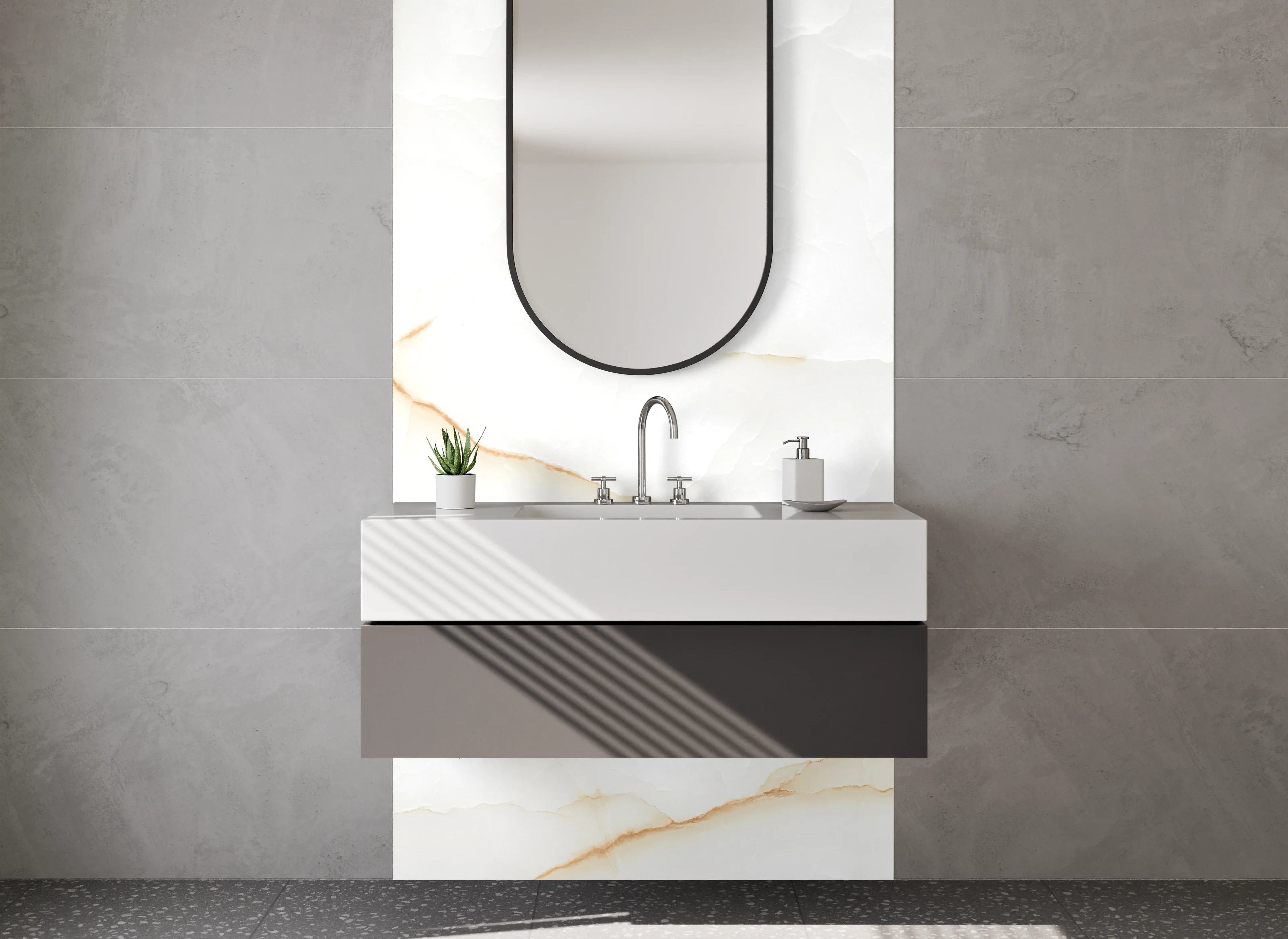 Waschbecken-Rückwand - Edle weiße Marmor-Optik