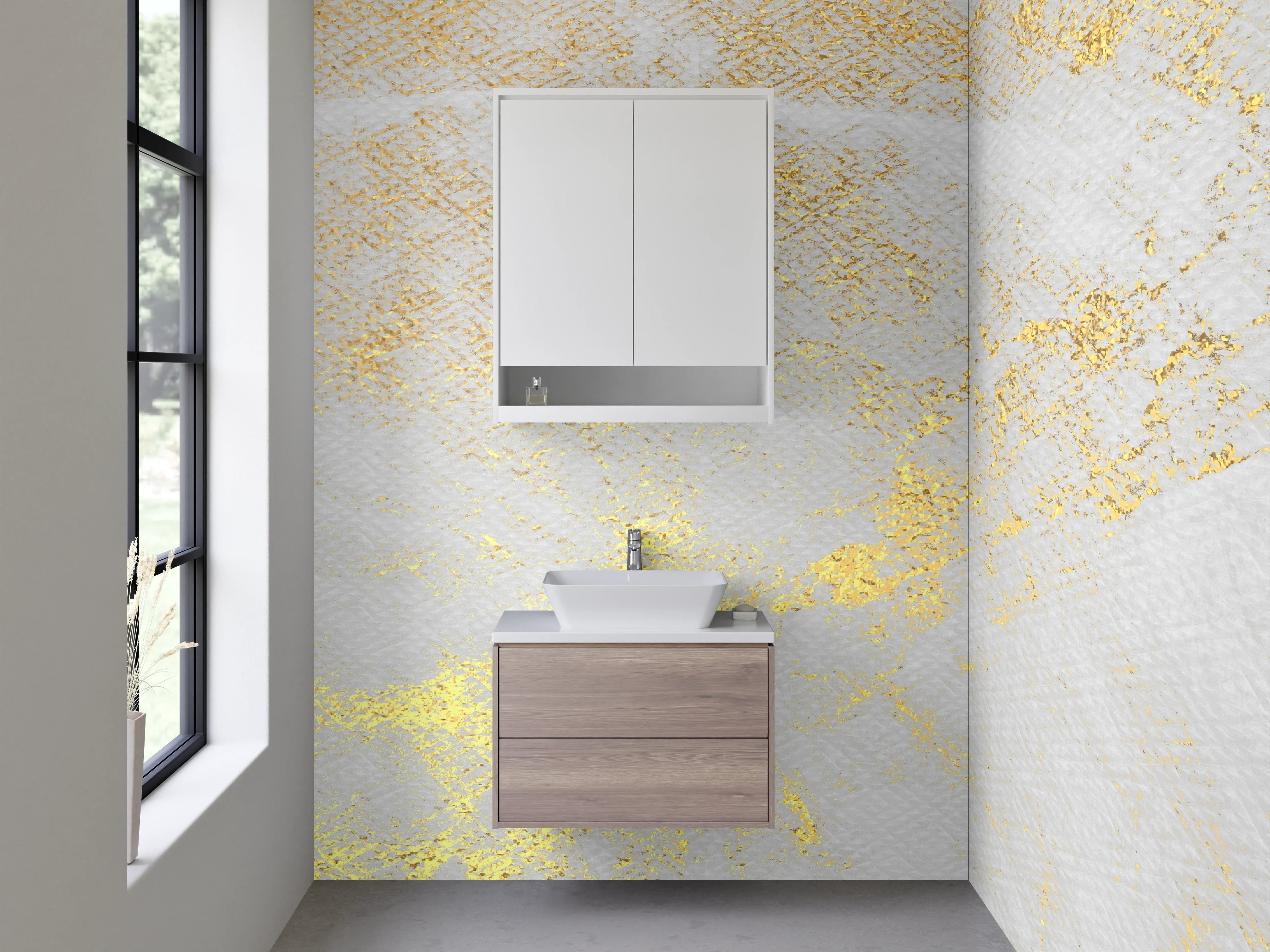 Waschbecken-Rückwand - Edler Marmor-Gold-Look für Bad & Küche