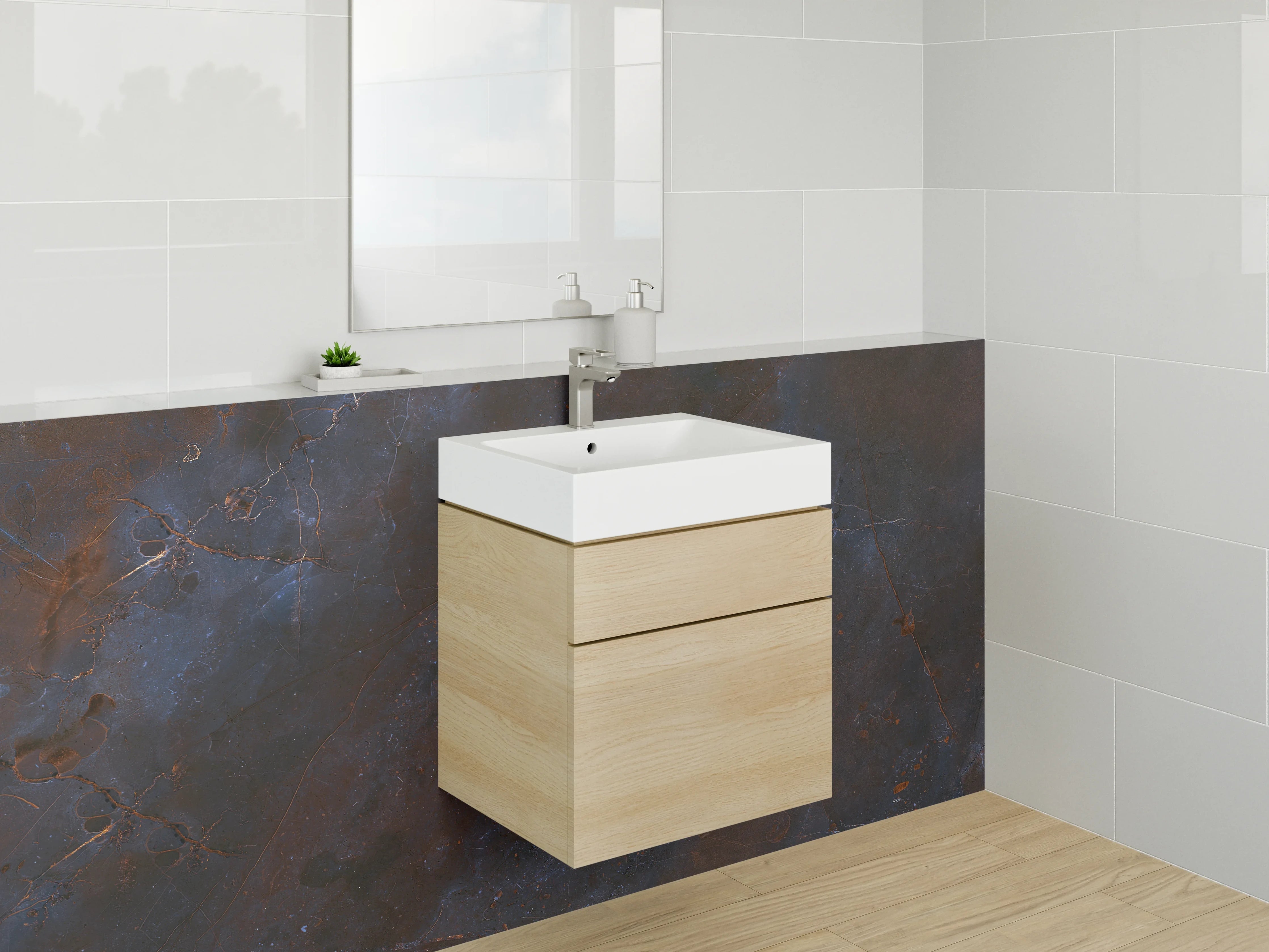 Waschbecken-Rückwand - Edler Schiefer-Look dunkelblau-braun