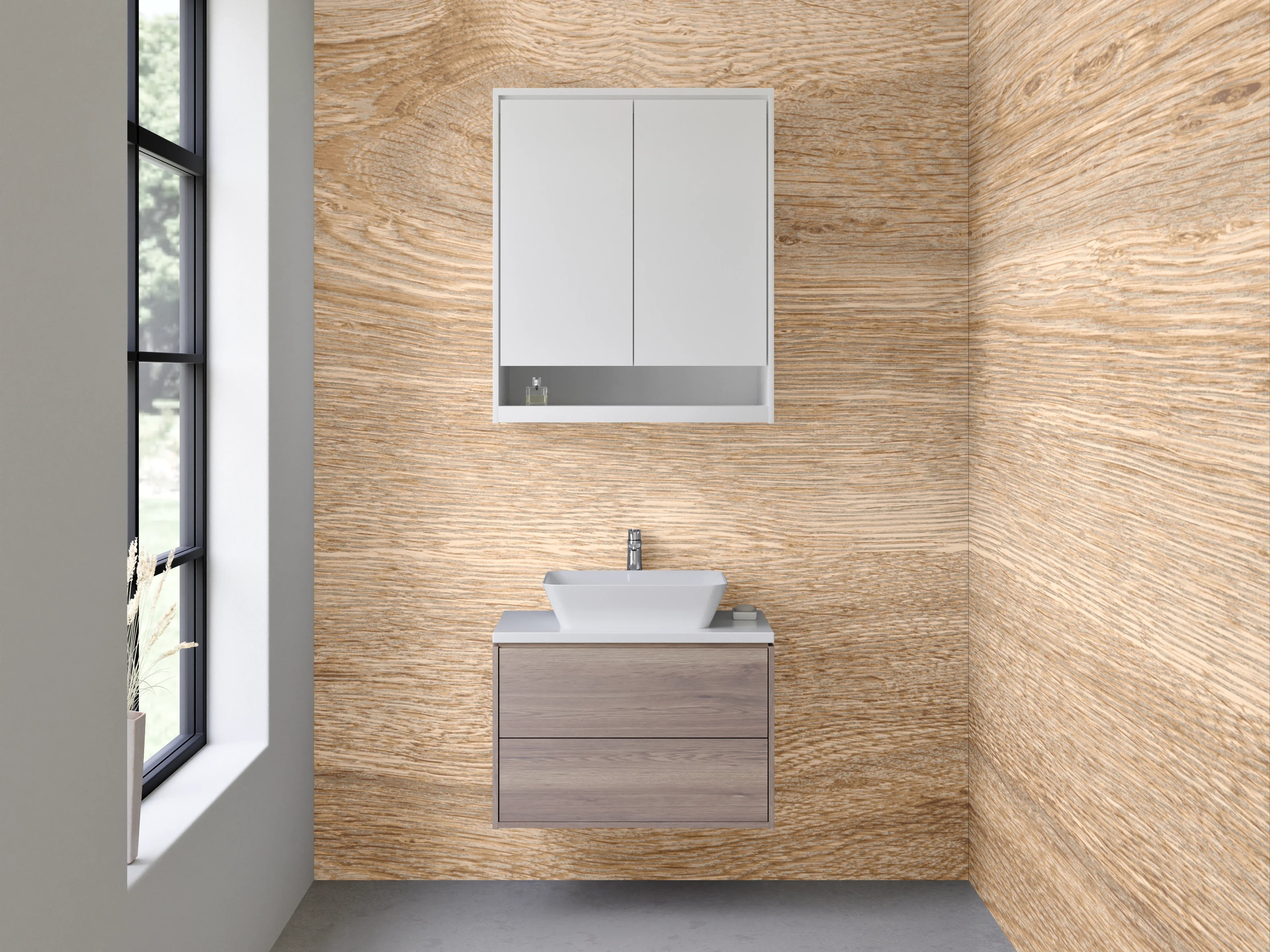 Waschbecken-Rückwand - Eiche Natur Holzoptik Dekorplatte