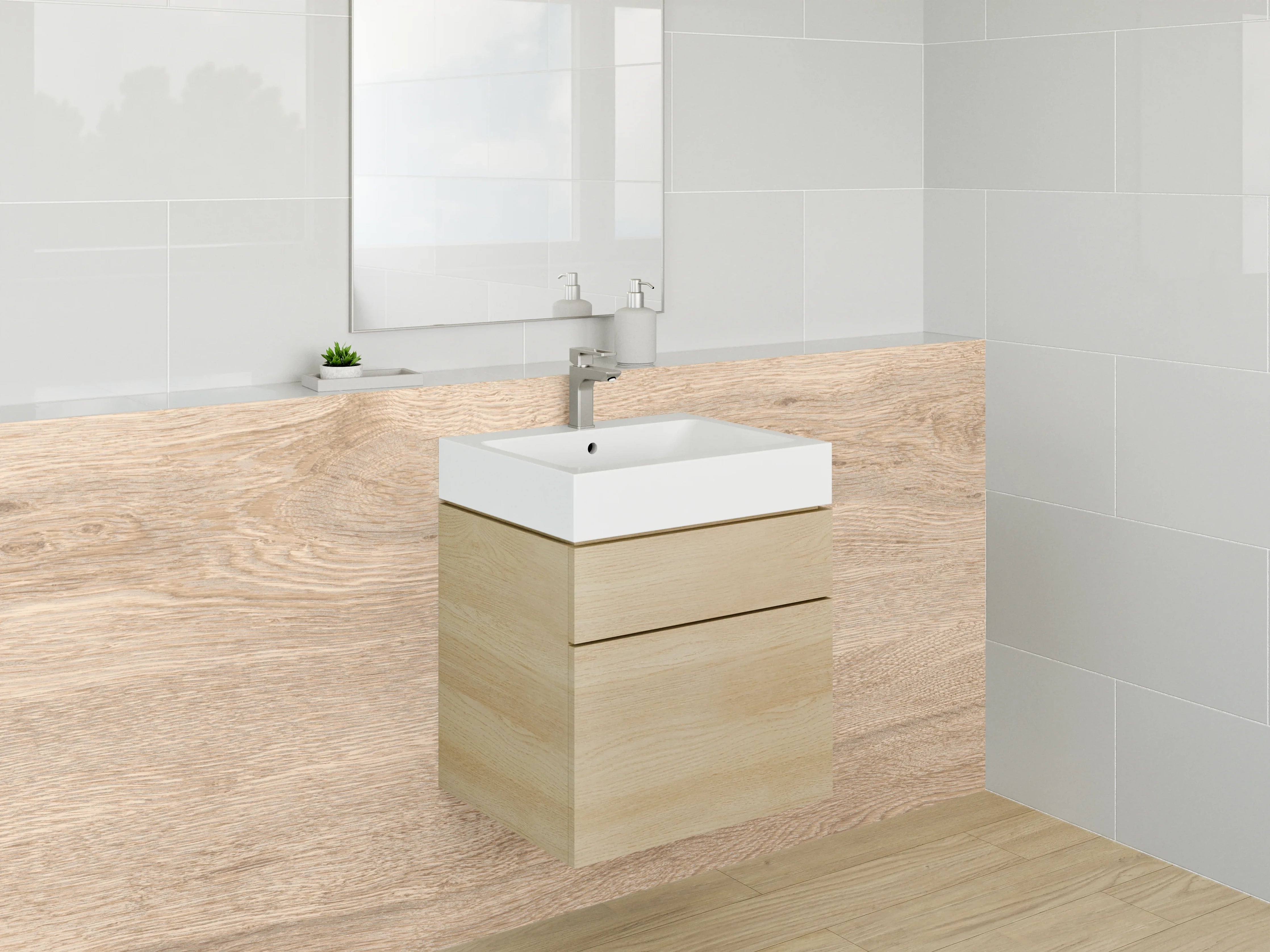 Waschbecken-Rückwand - Eiche Natur Holzoptik Dekorplatte