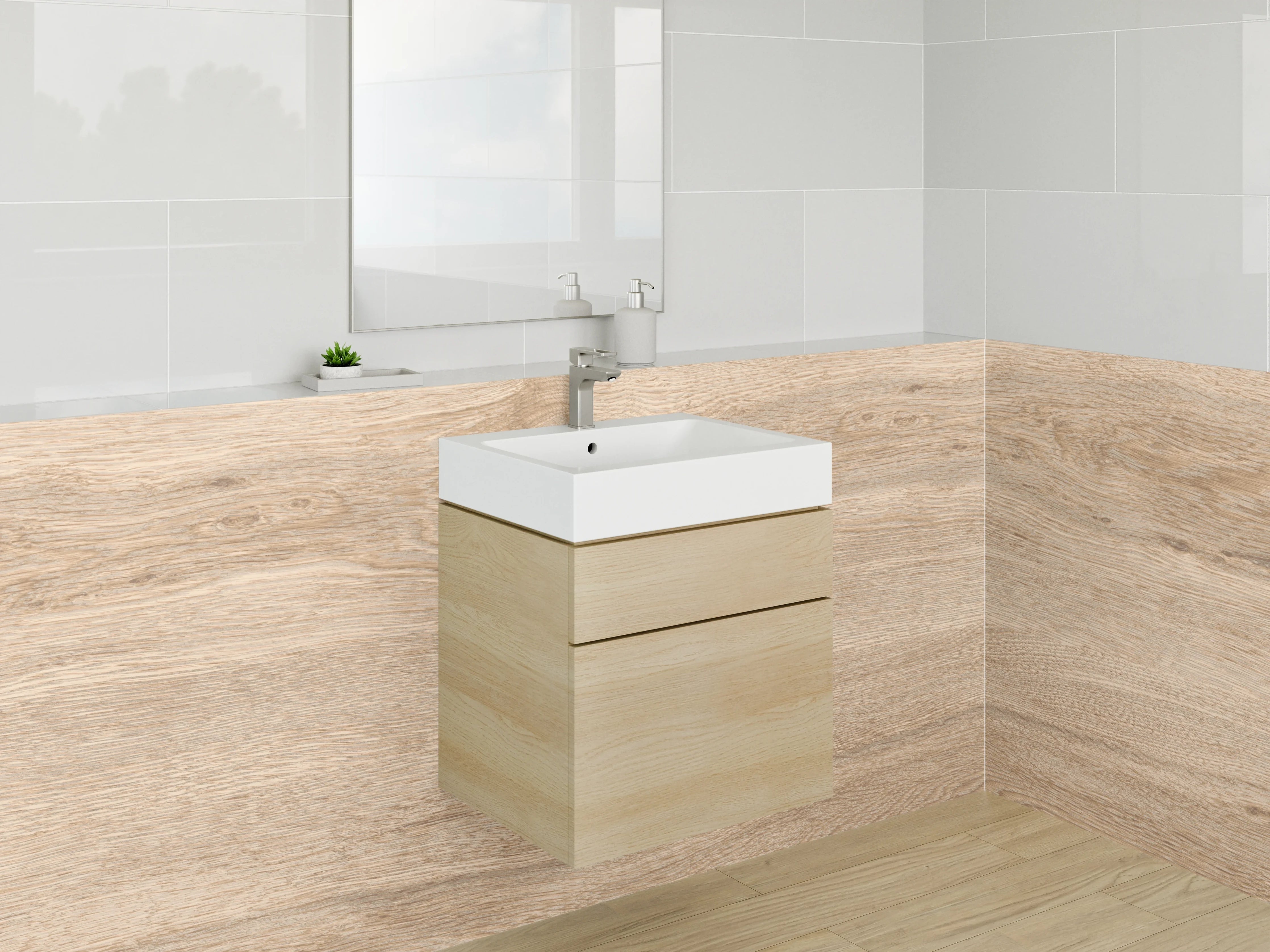 Waschbecken-Rückwand - Eiche Natur Holzoptik Dekorplatte