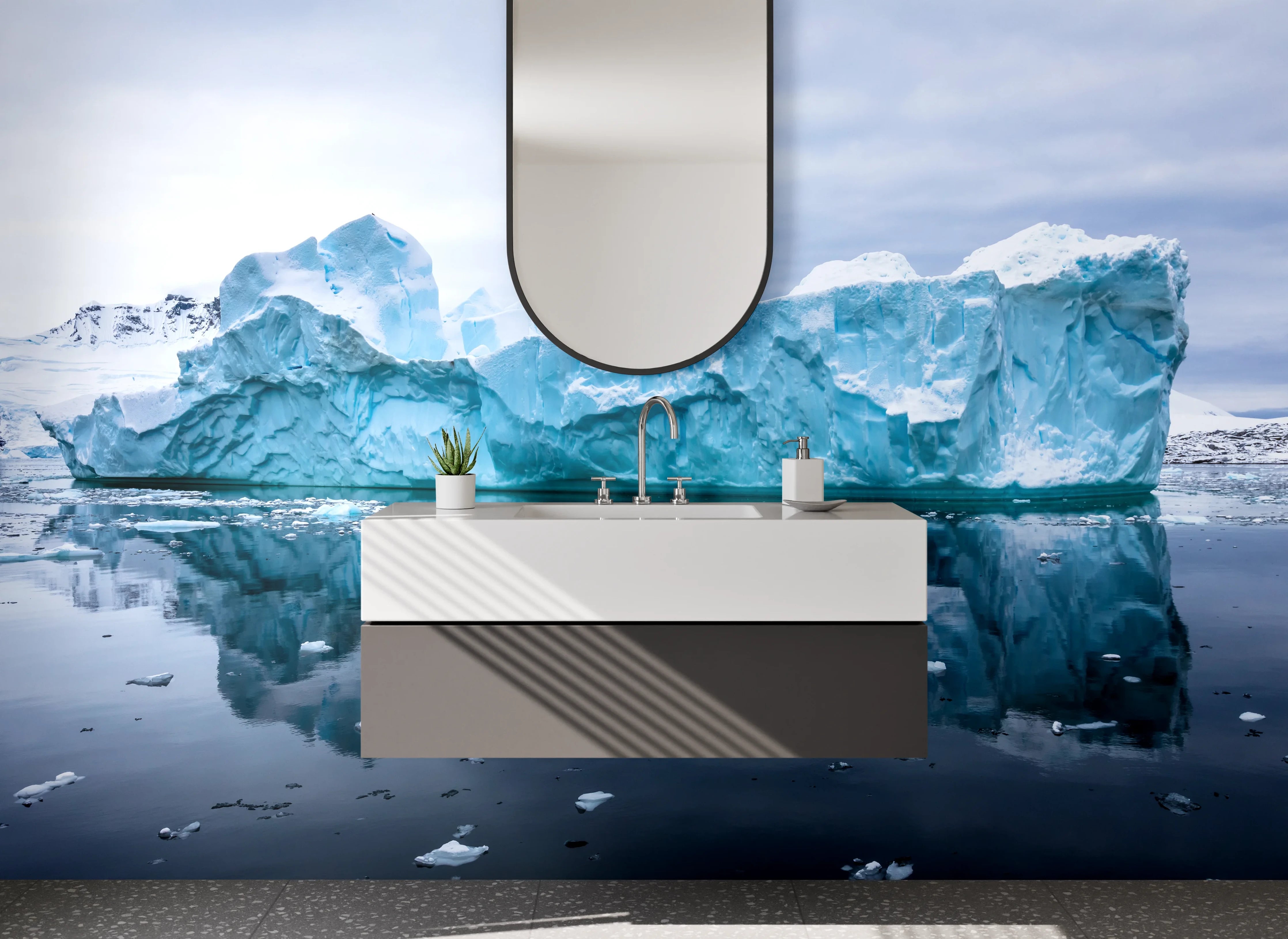 Waschbecken-Rückwand - Eisberg Spiegelung Arktis Natur