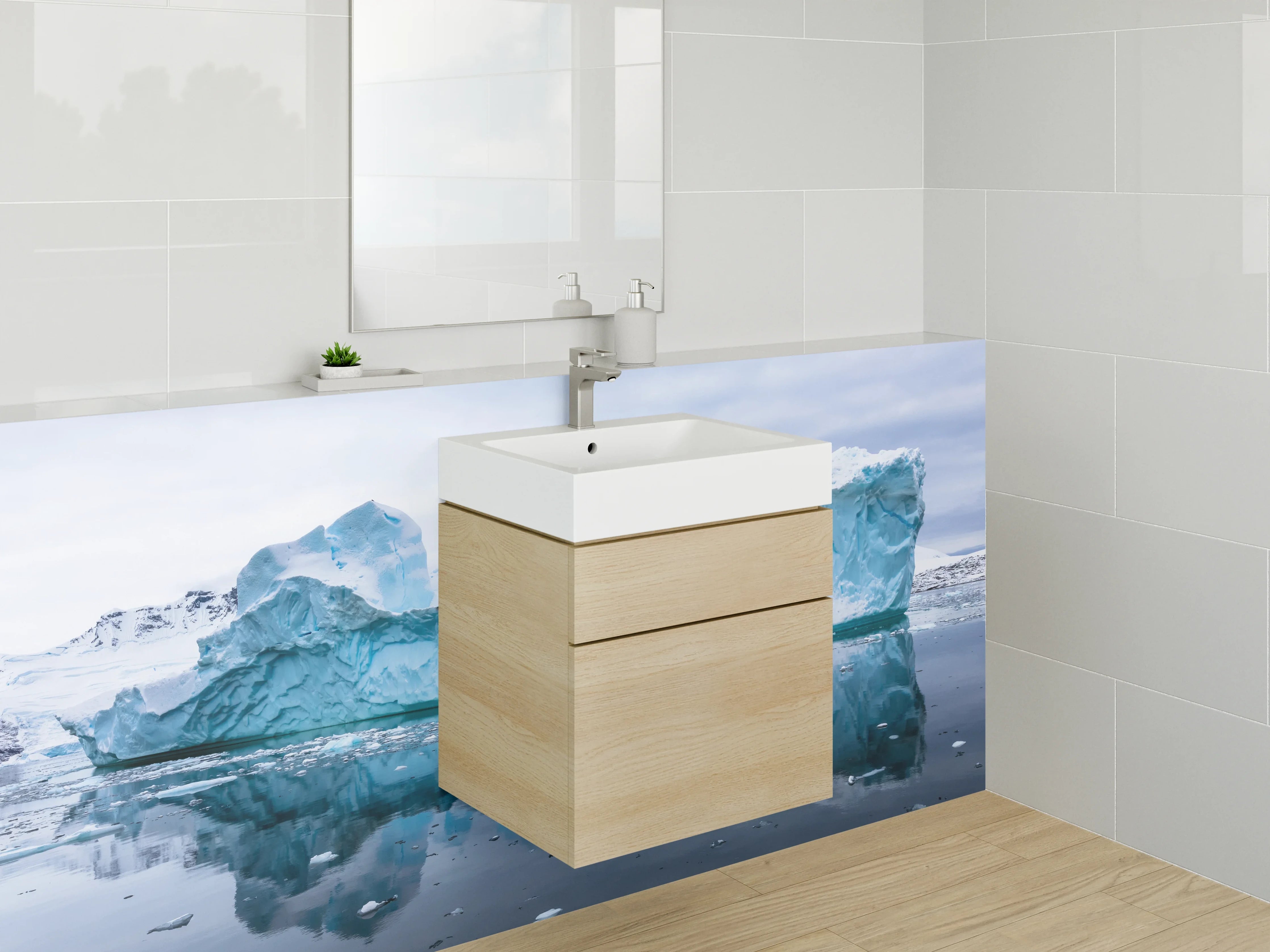 Waschbecken-Rückwand - Eisberg Spiegelung Arktis Natur