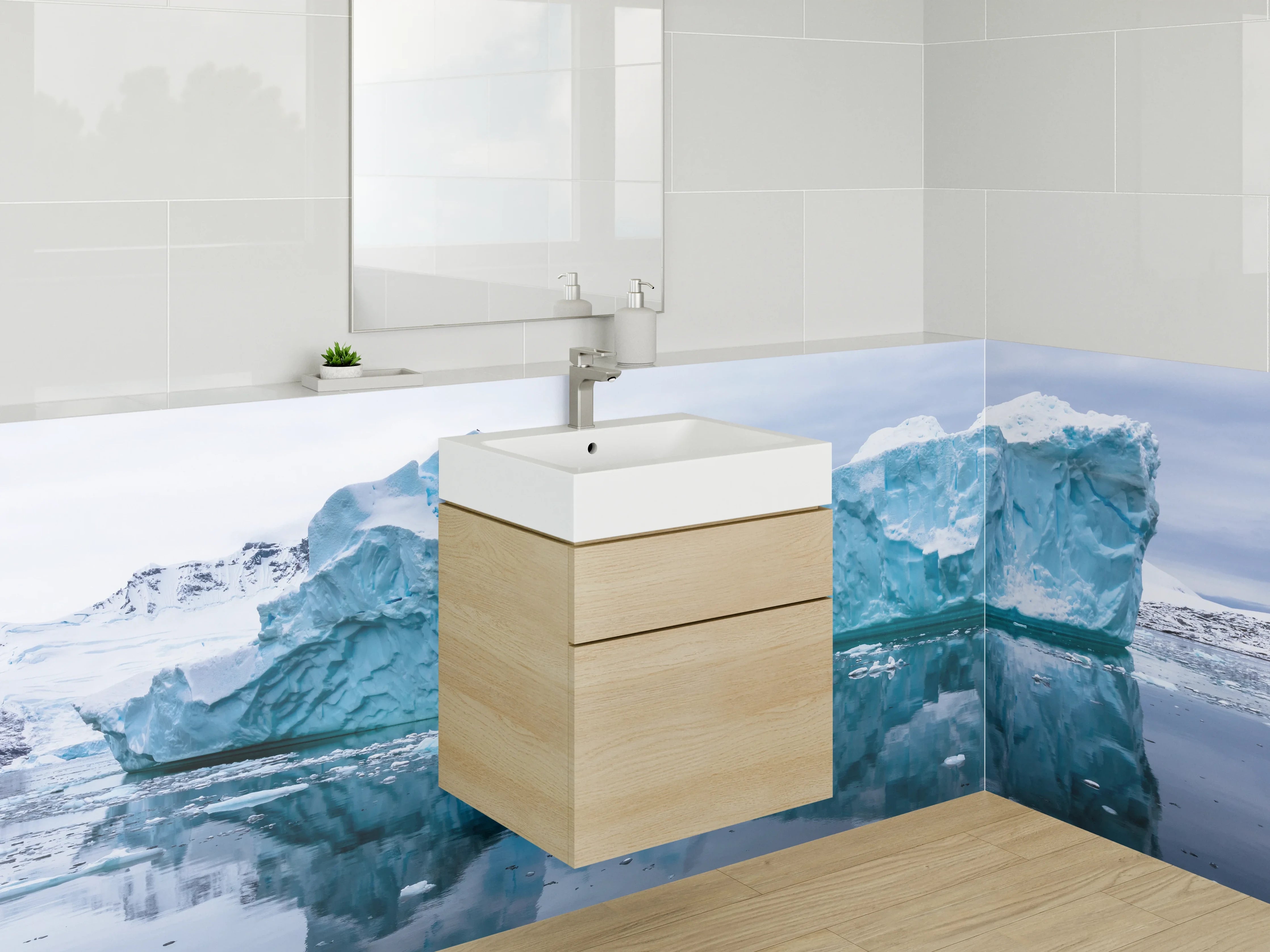 Waschbecken-Rückwand - Eisberg Spiegelung Arktis Natur