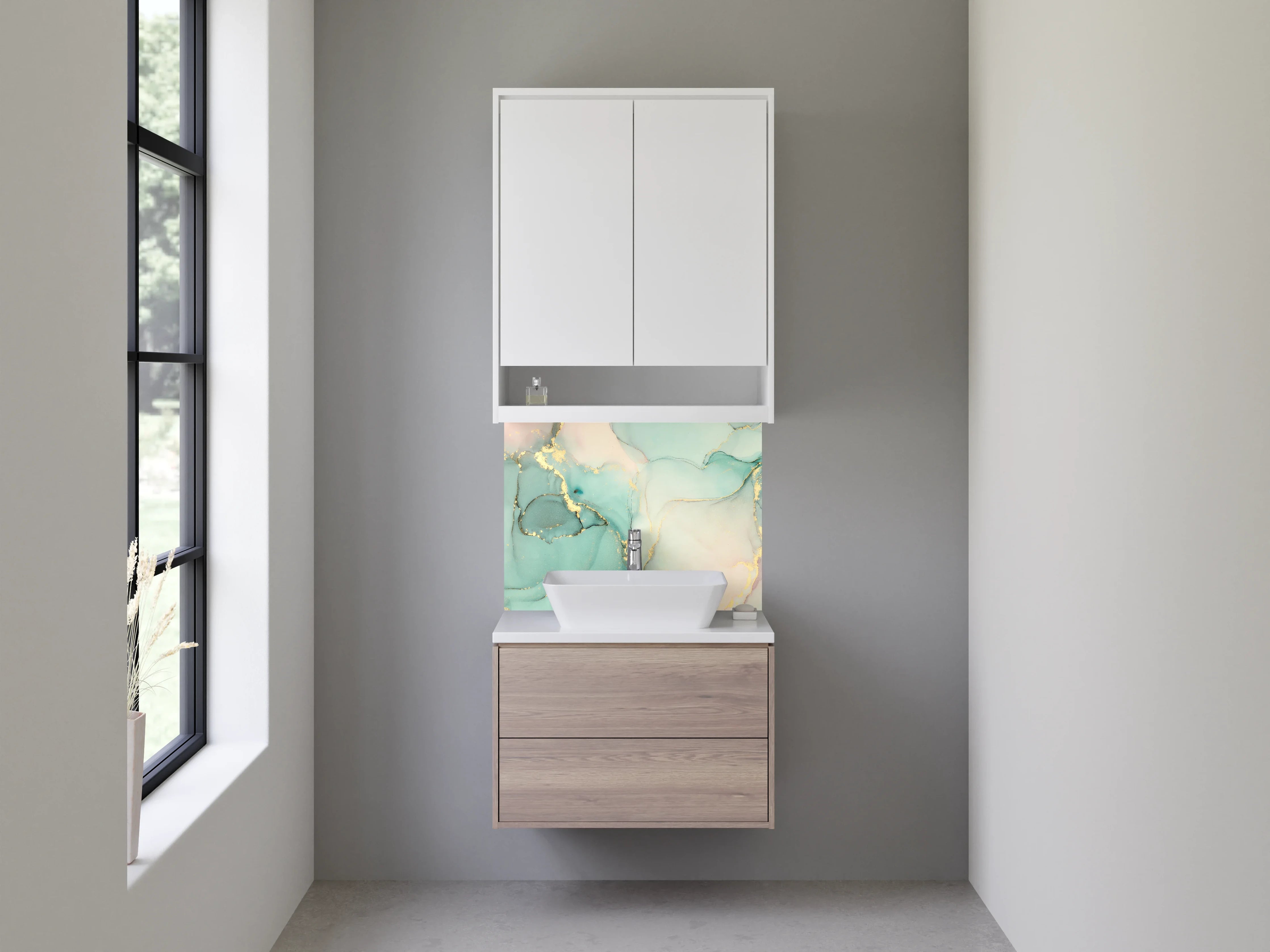 Waschbecken-Rückwand - Elegant Aquarell-Motiv in Pastellfarben