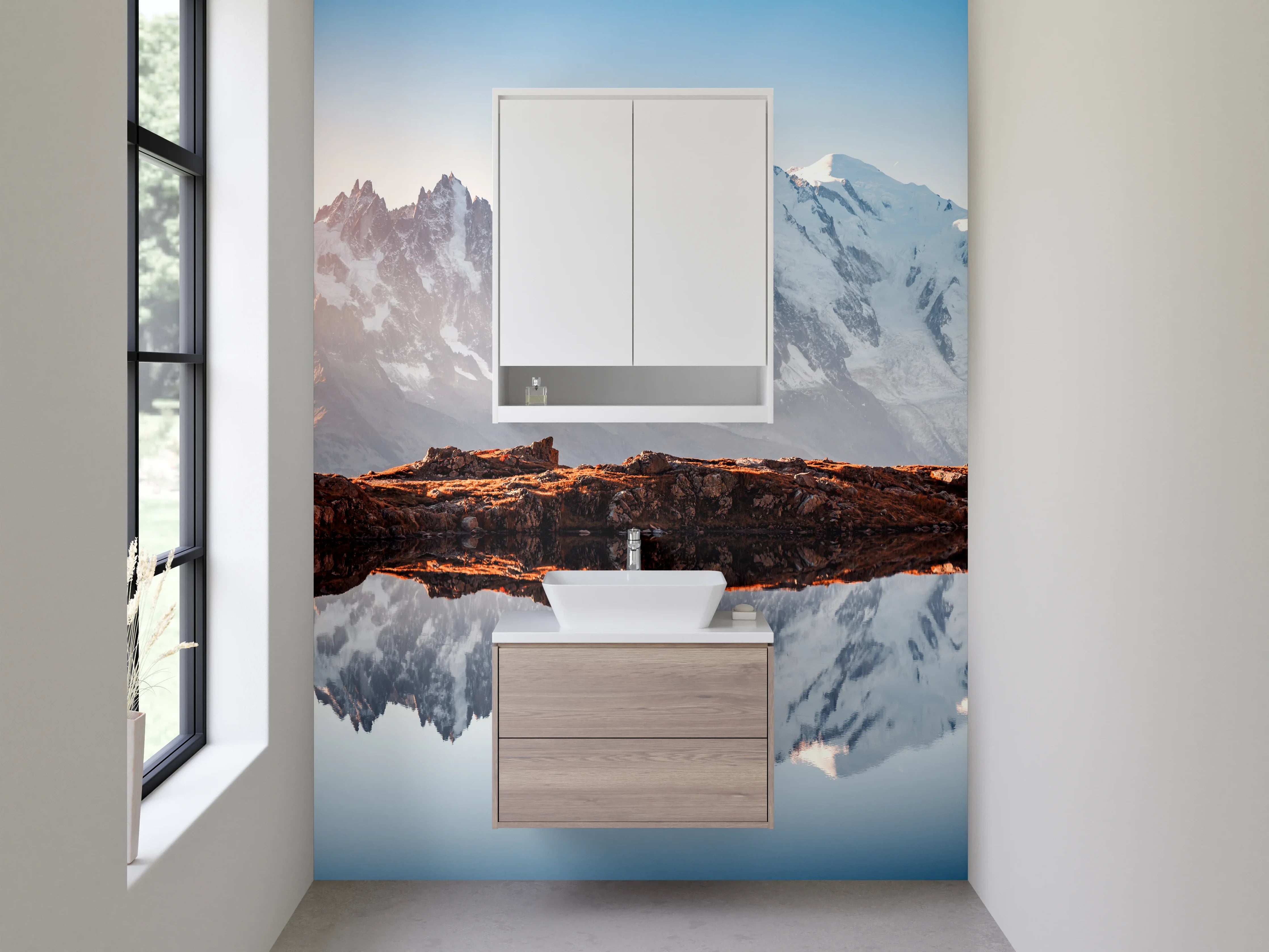 Waschbecken-Rückwand - Elegante Graunuancen für dein Bad