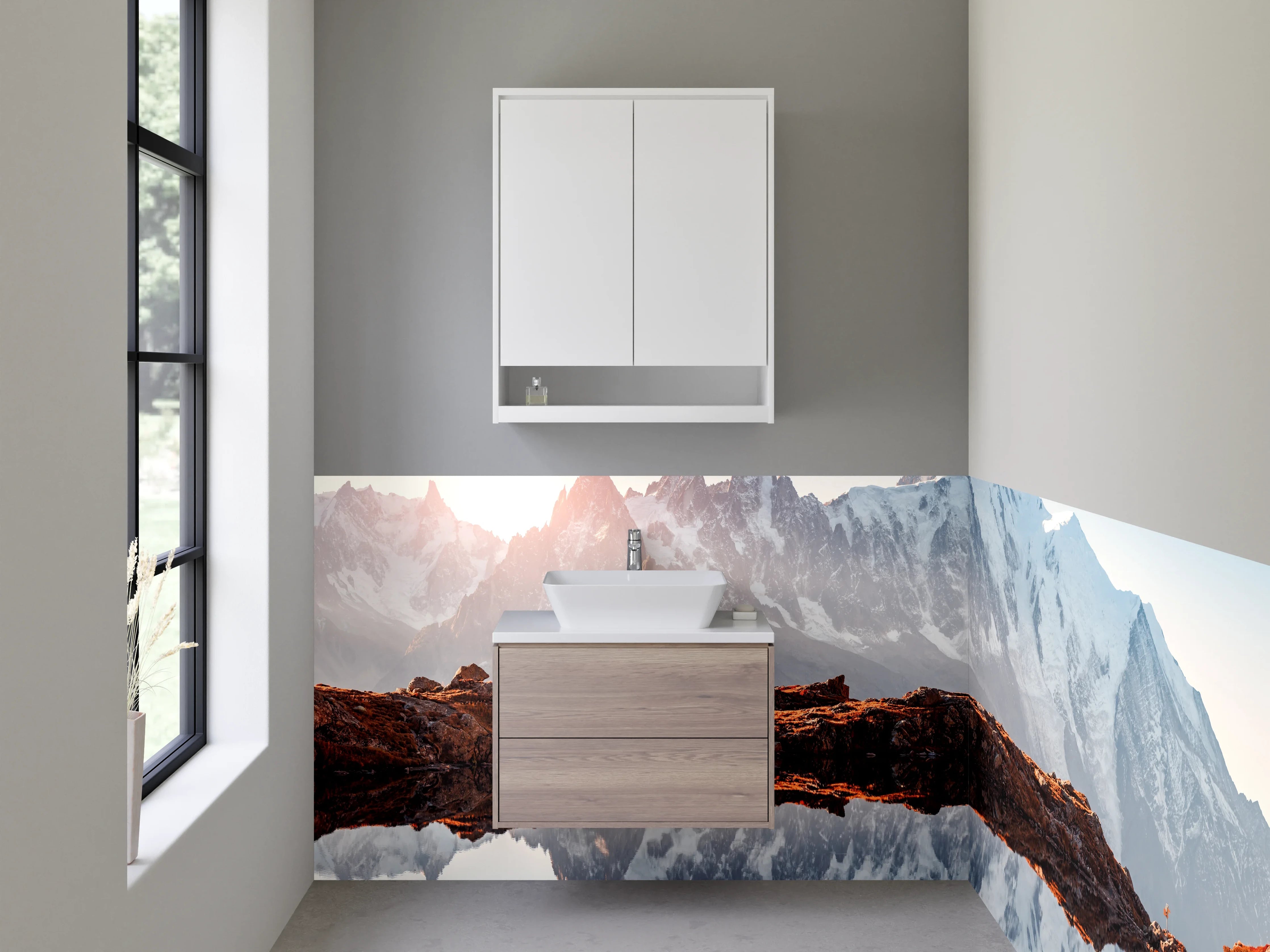 Waschbecken-Rückwand - Elegante Graunuancen für dein Bad