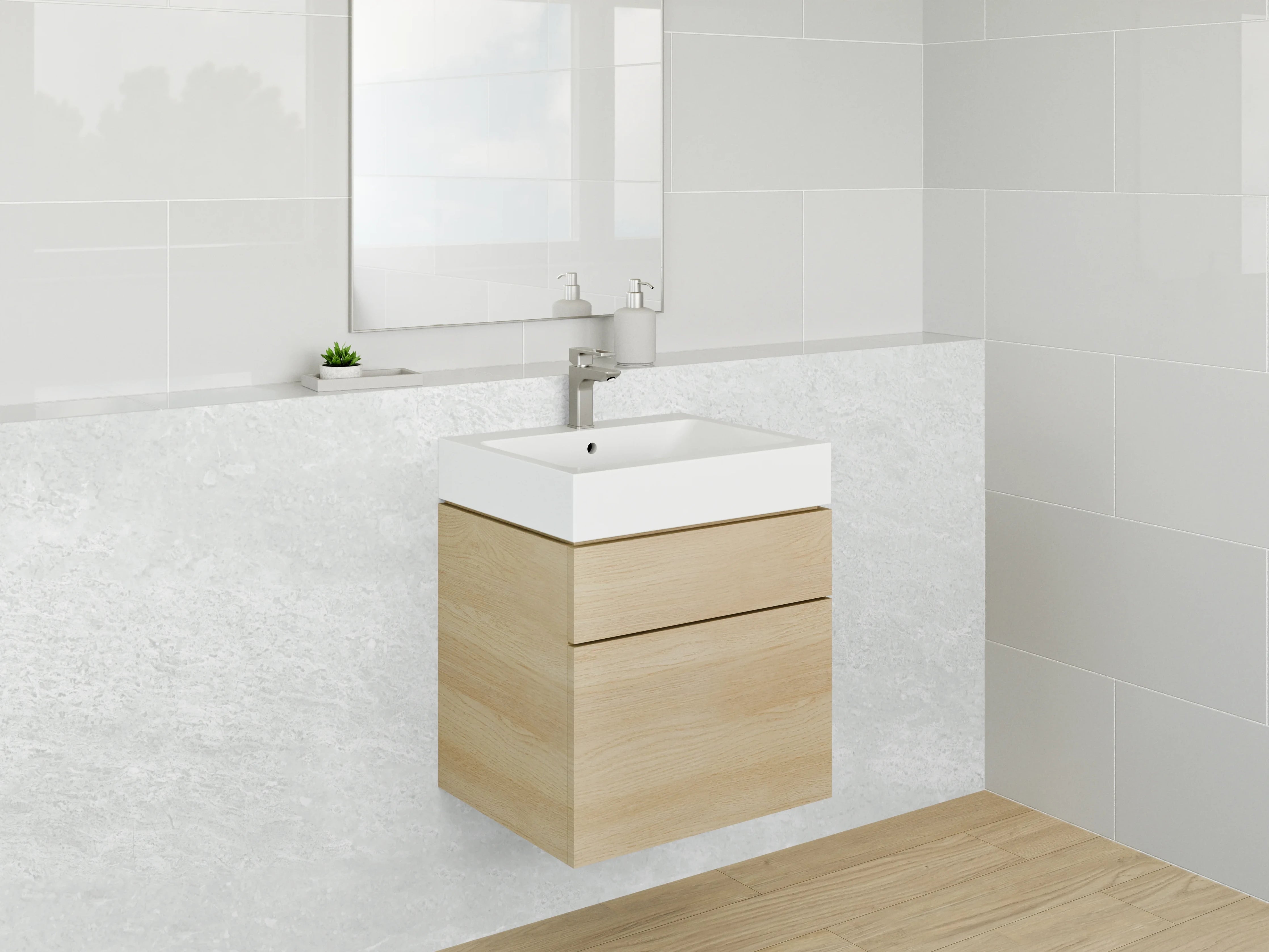 Waschbecken-Rückwand - Elegante Grauschattierungen auf weißem Marmor