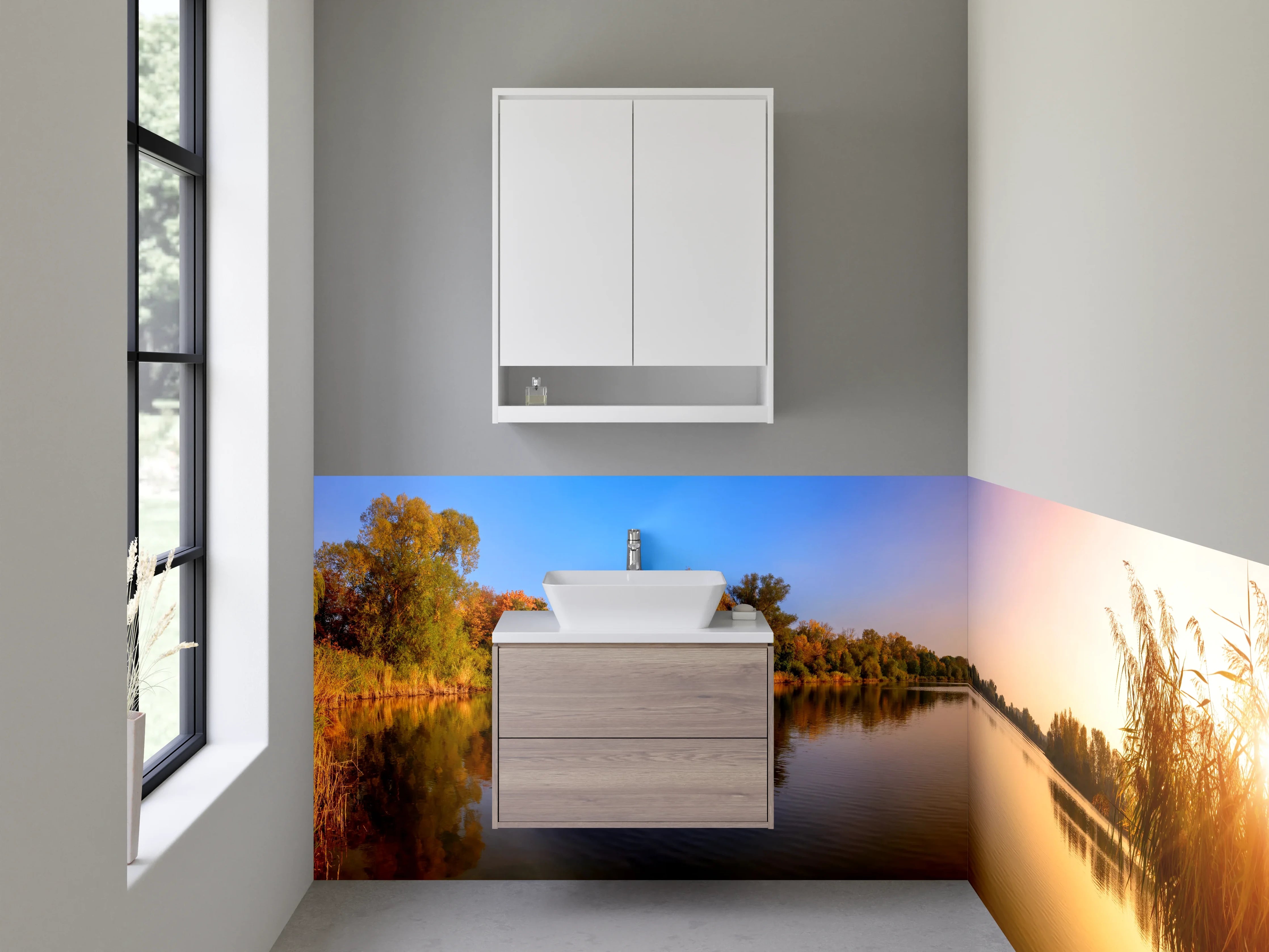 Waschbecken-Rückwand - Elegante Grautöne für Dein Bad Design