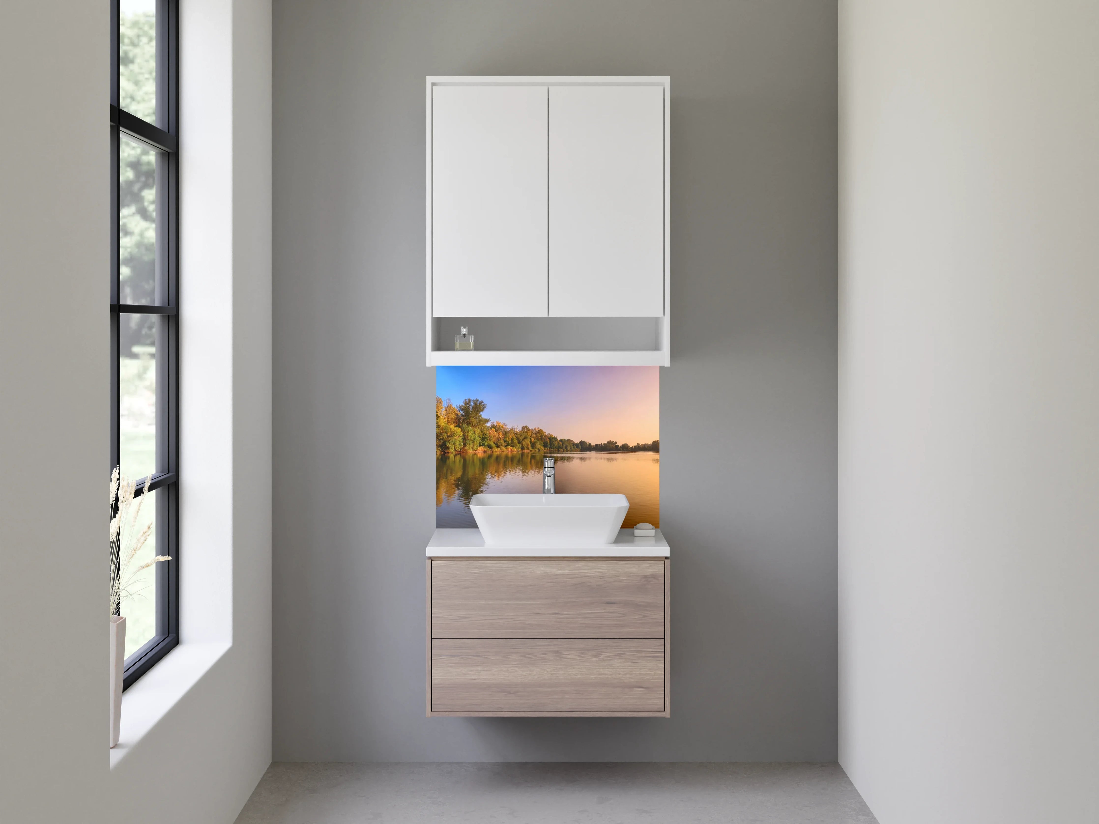 Waschbecken-Rückwand - Elegante Grautöne für Dein Bad Design