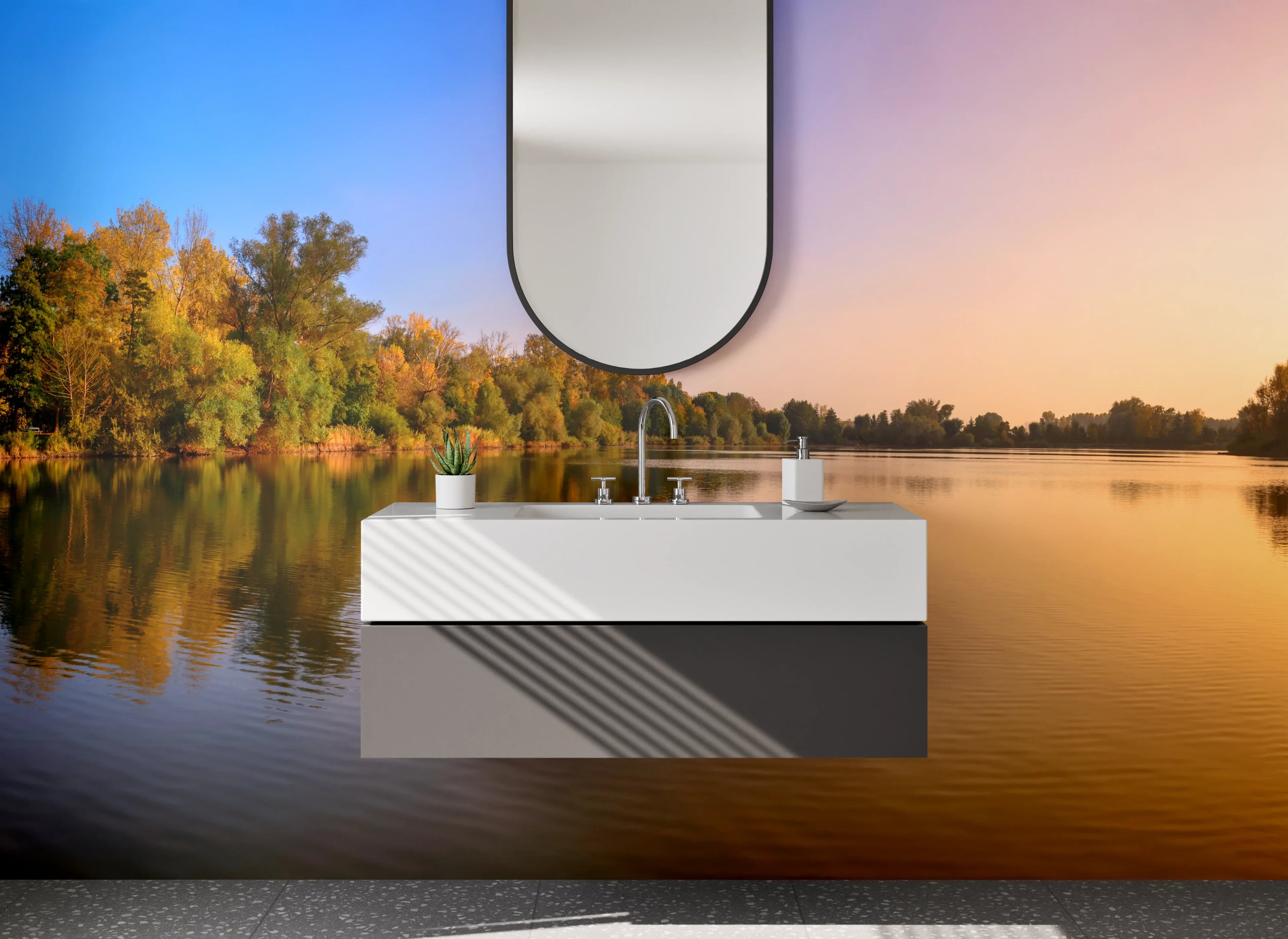 Waschbecken-Rückwand - Elegante Grautöne für Dein Bad Design