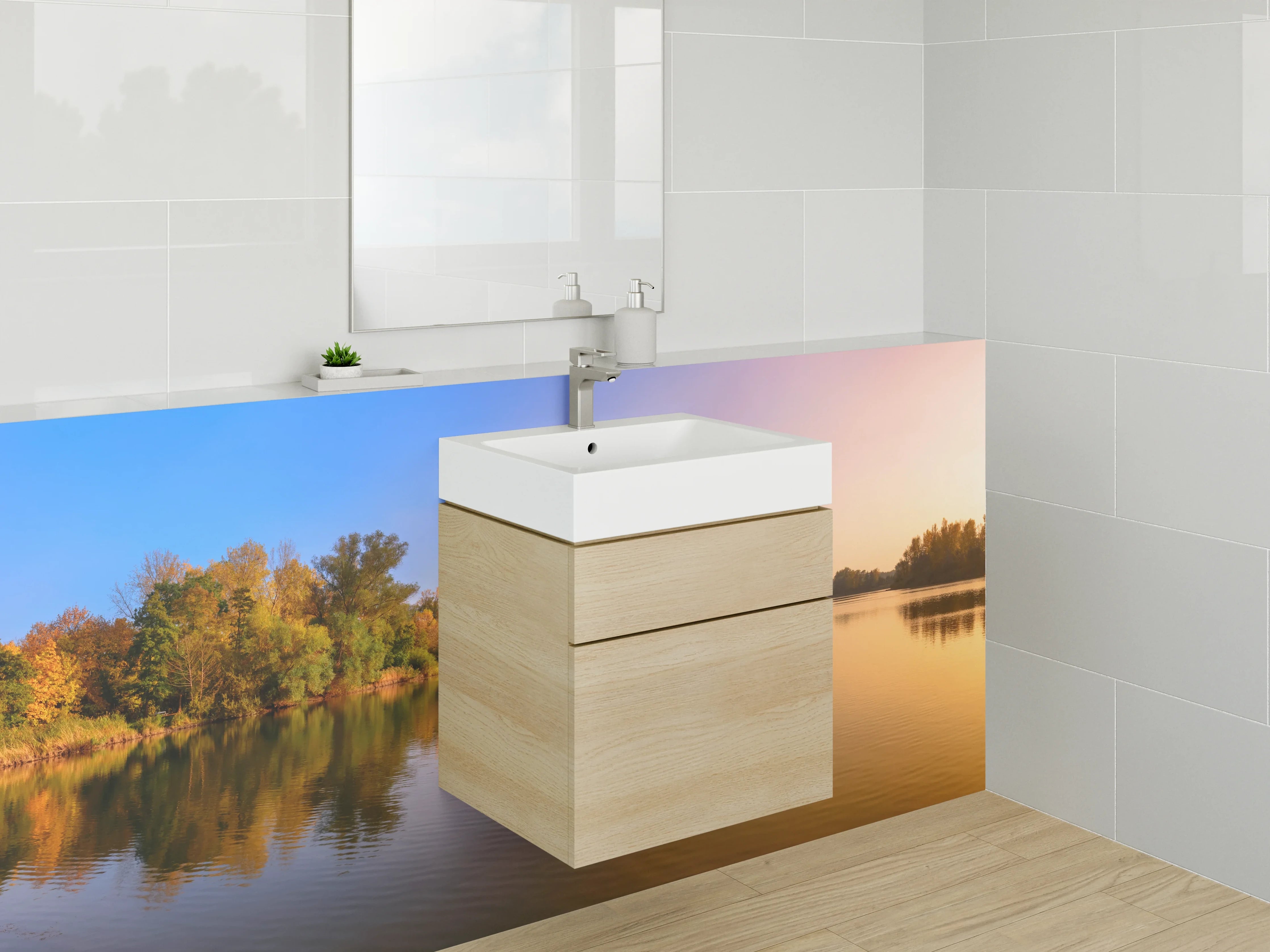Waschbecken-Rückwand - Elegante Grautöne für Dein Bad Design