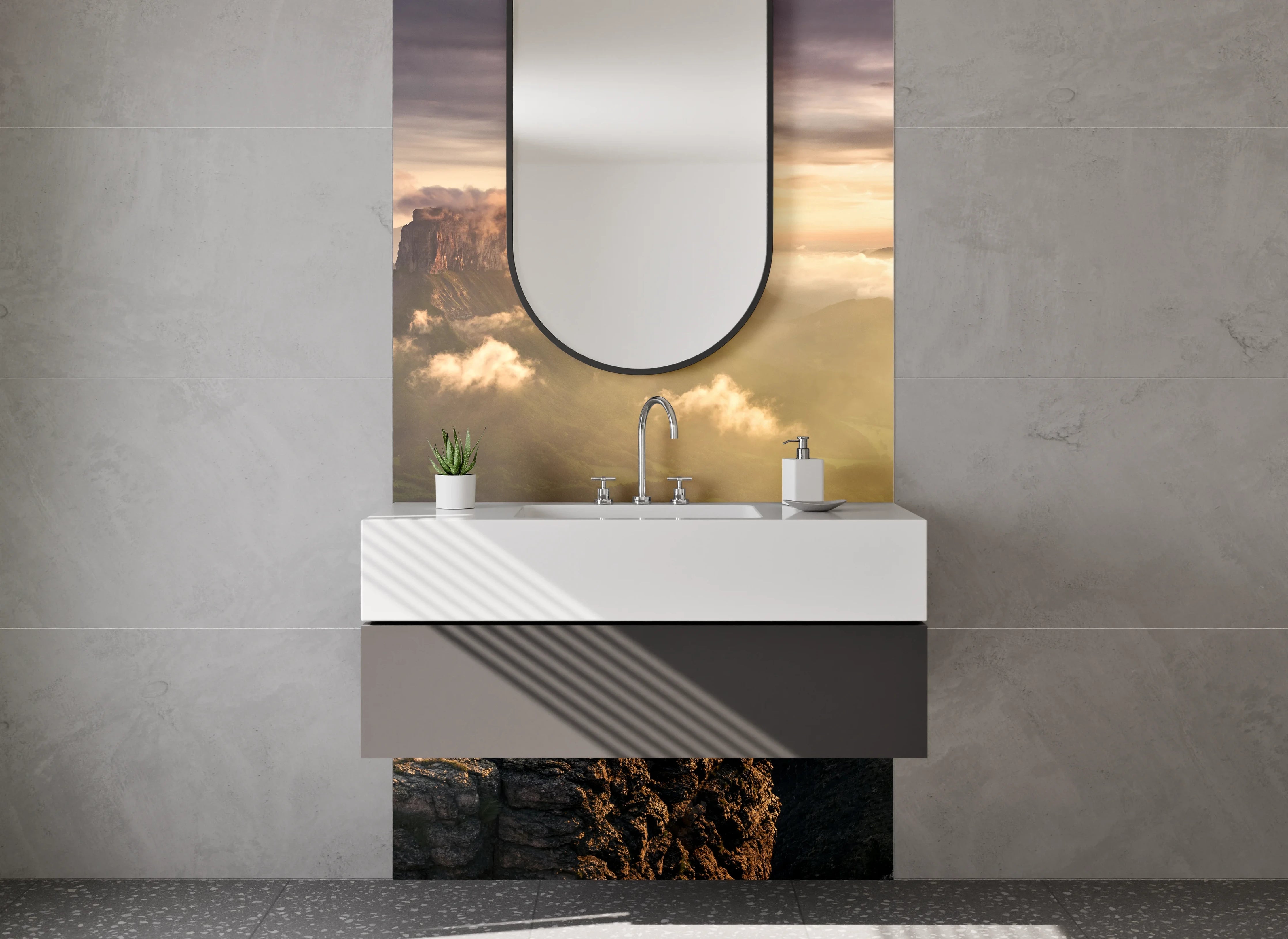 Waschbecken-Rückwand - Elegante Grautöne für Ihre Waschrückwand
