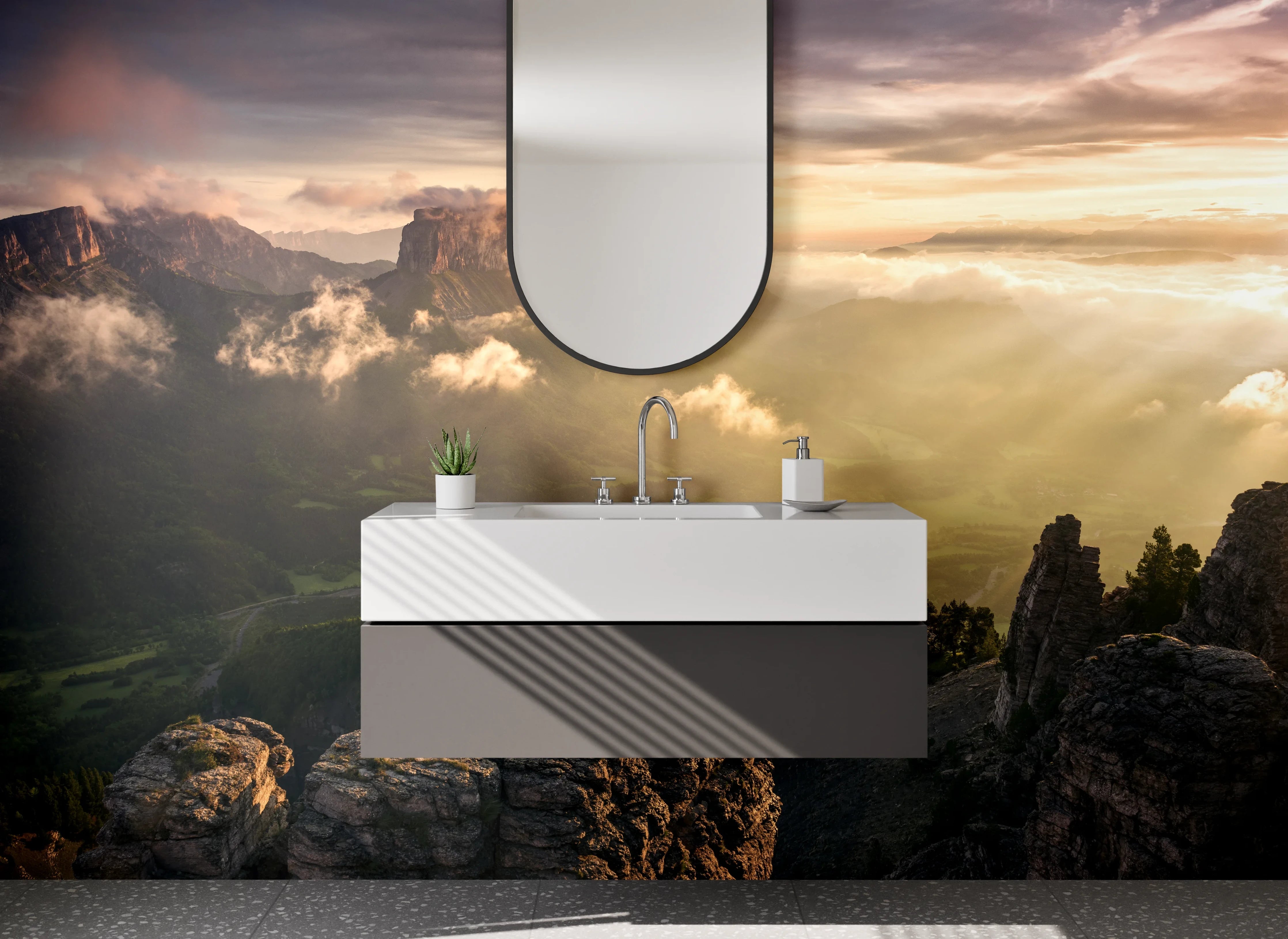 Waschbecken-Rückwand - Elegante Grautöne für Ihre Waschrückwand