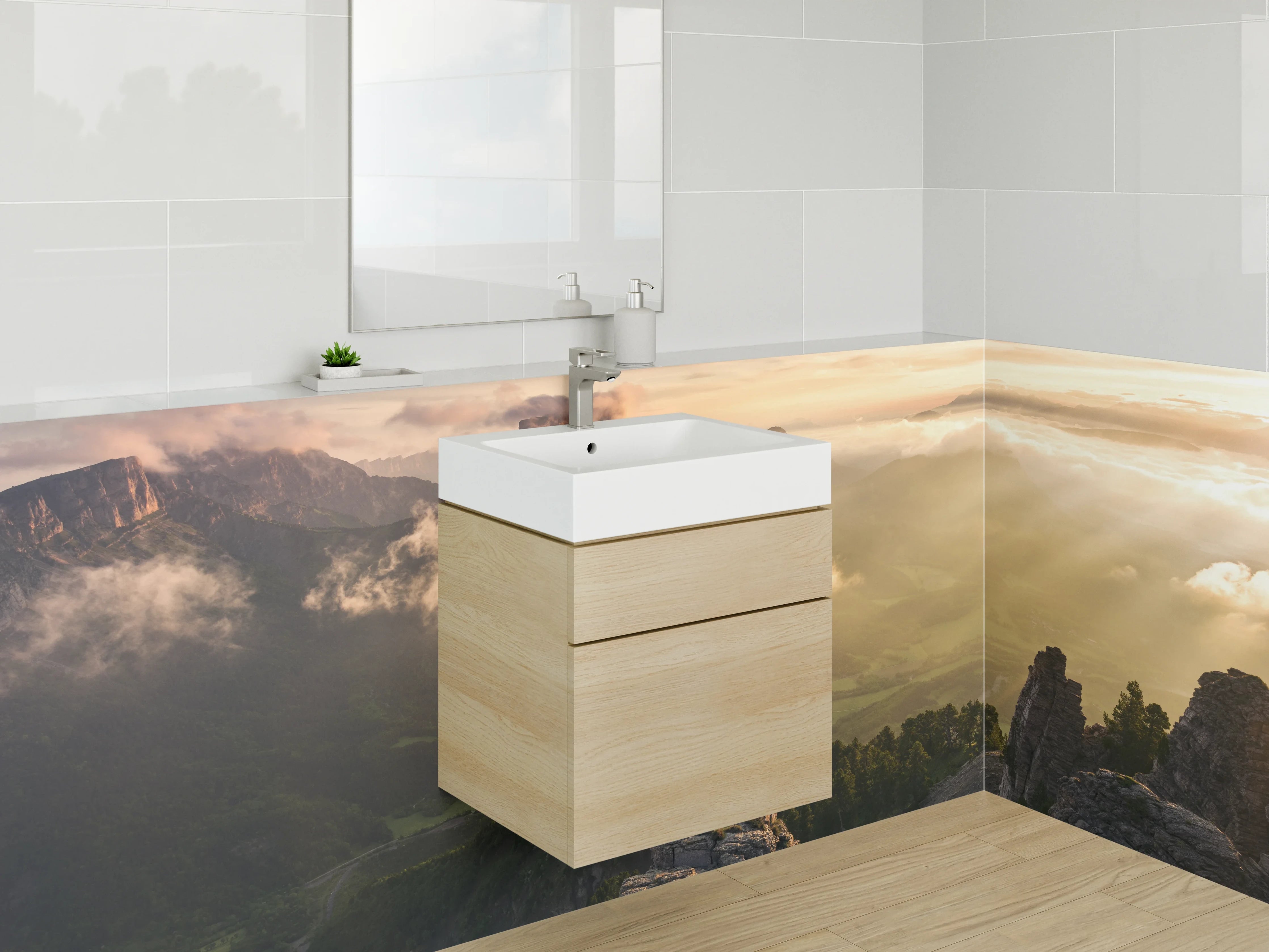 Waschbecken-Rückwand - Elegante Grautöne für Ihre Waschrückwand