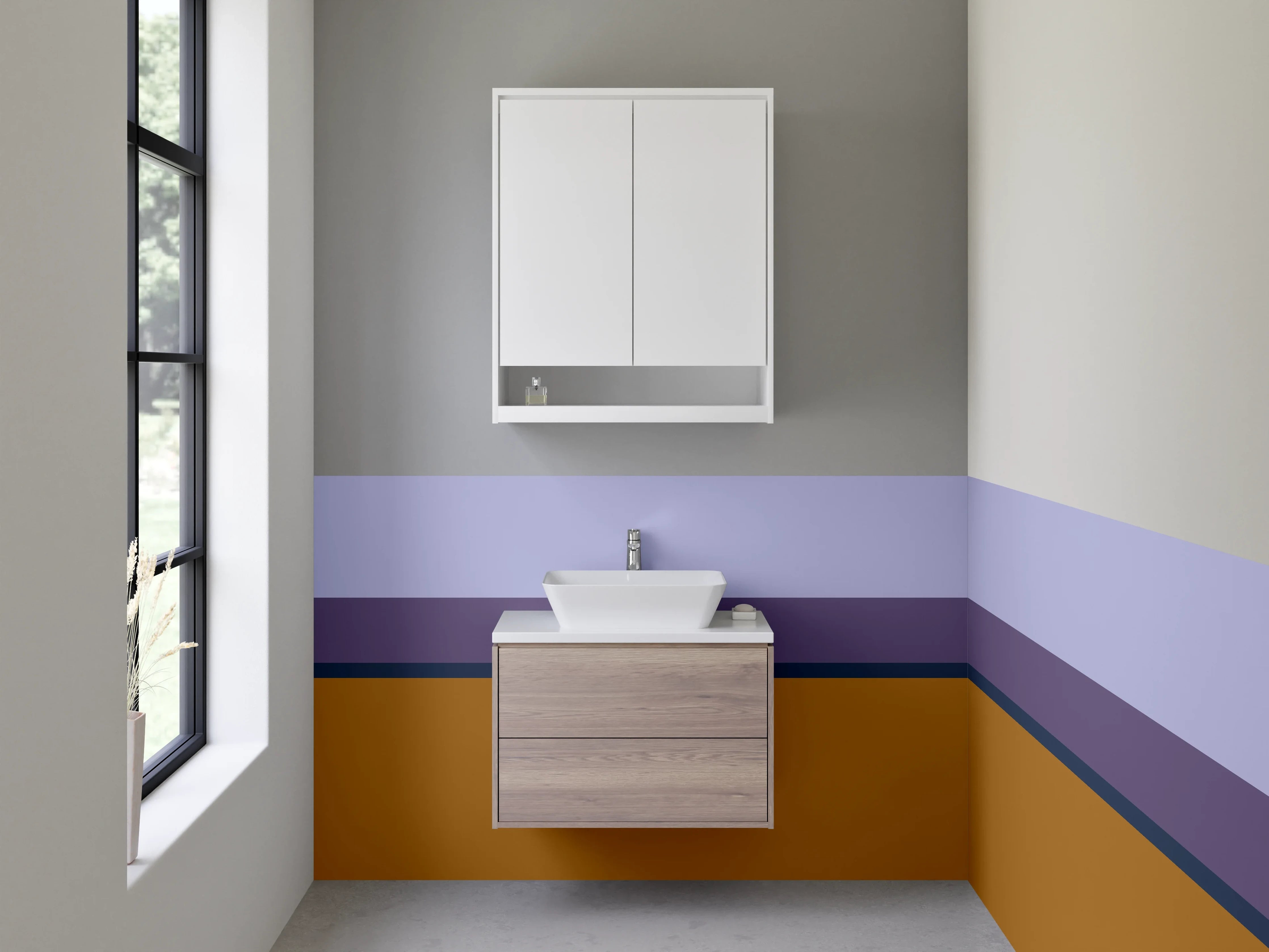 Waschbecken-Rückwand - Elegante Grautöne für dein Badezubehör