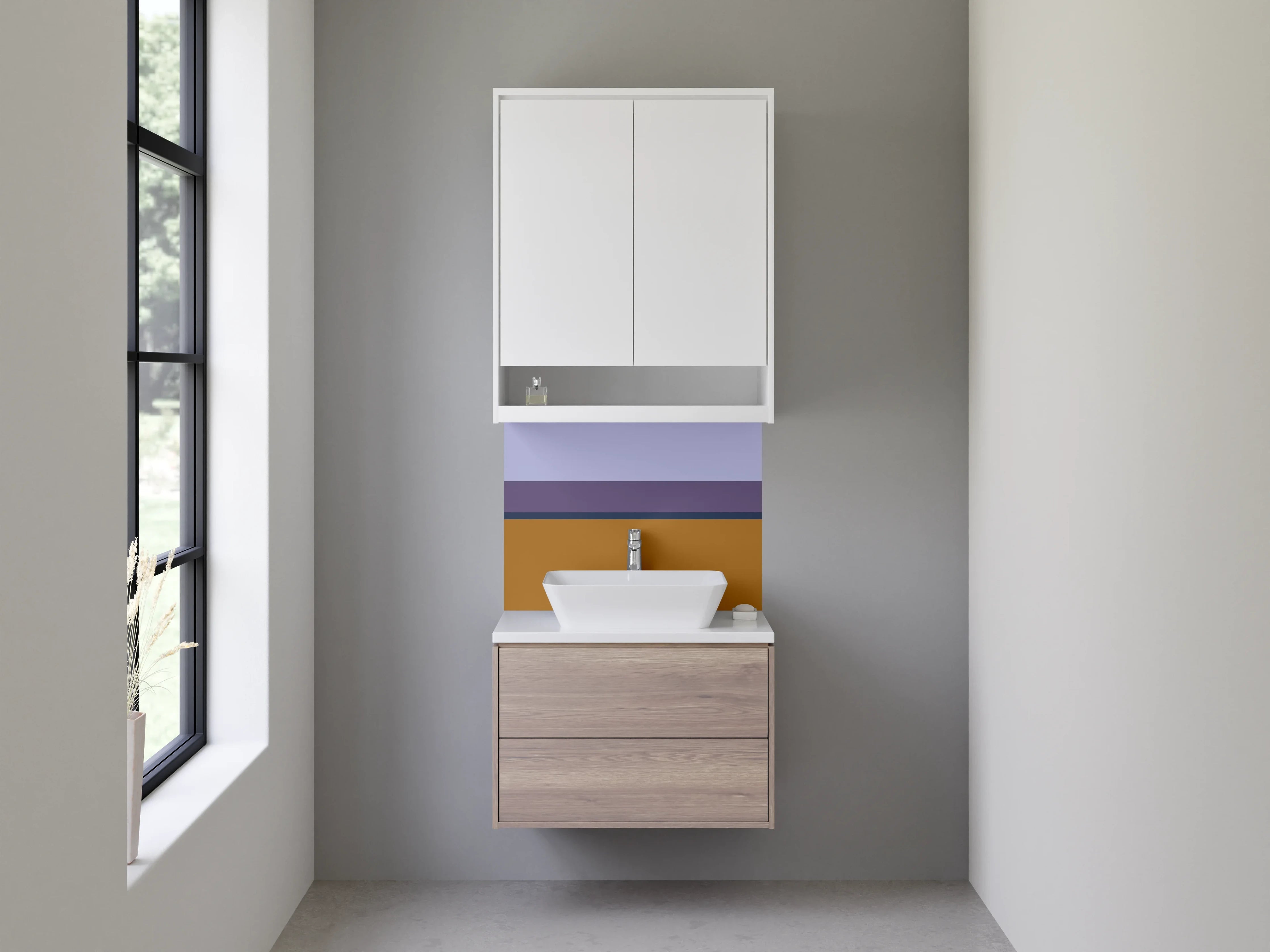 Waschbecken-Rückwand - Elegante Grautöne für dein Badezubehör