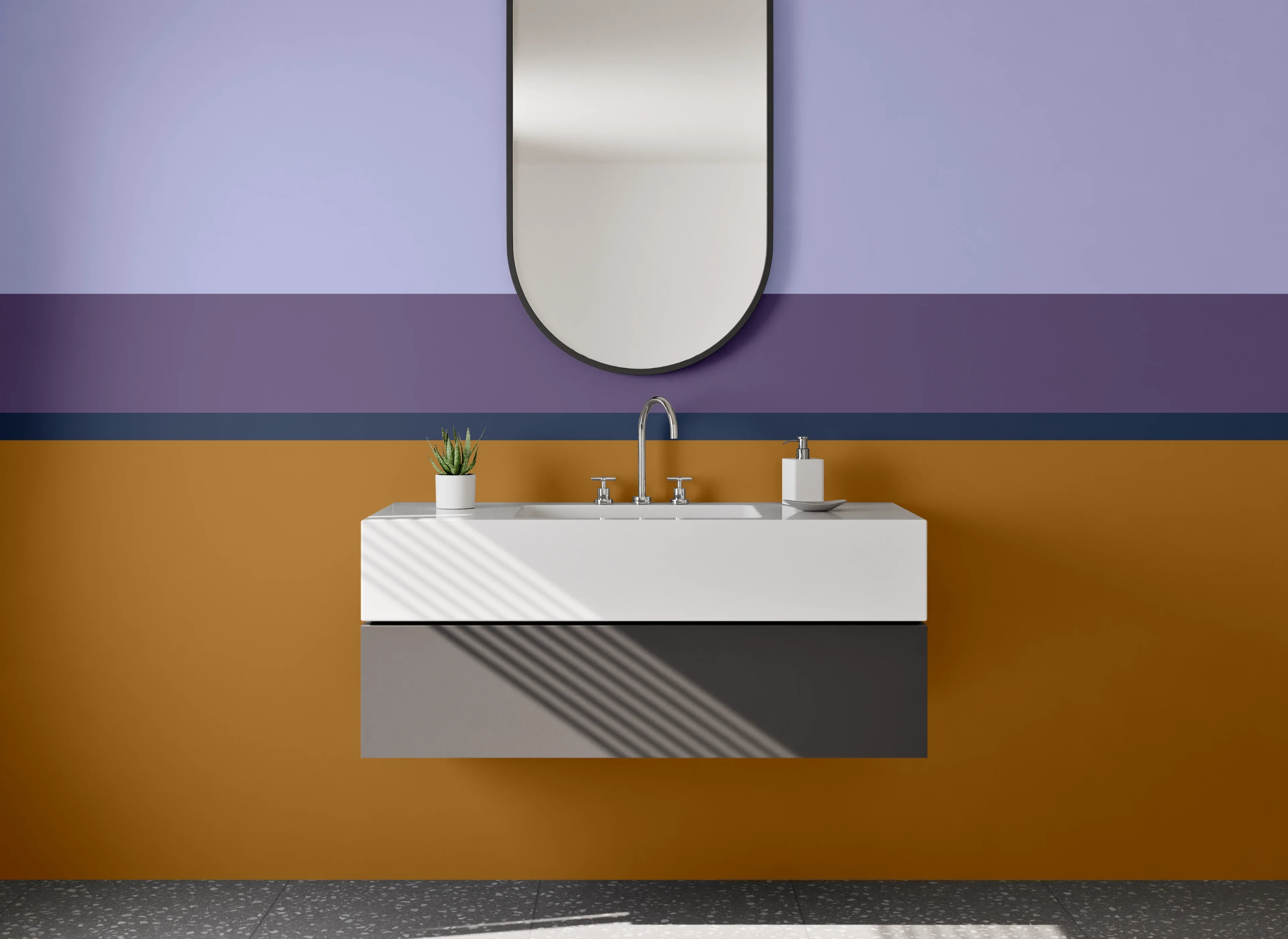 Waschbecken-Rückwand - Elegante Grautöne für dein Badezubehör