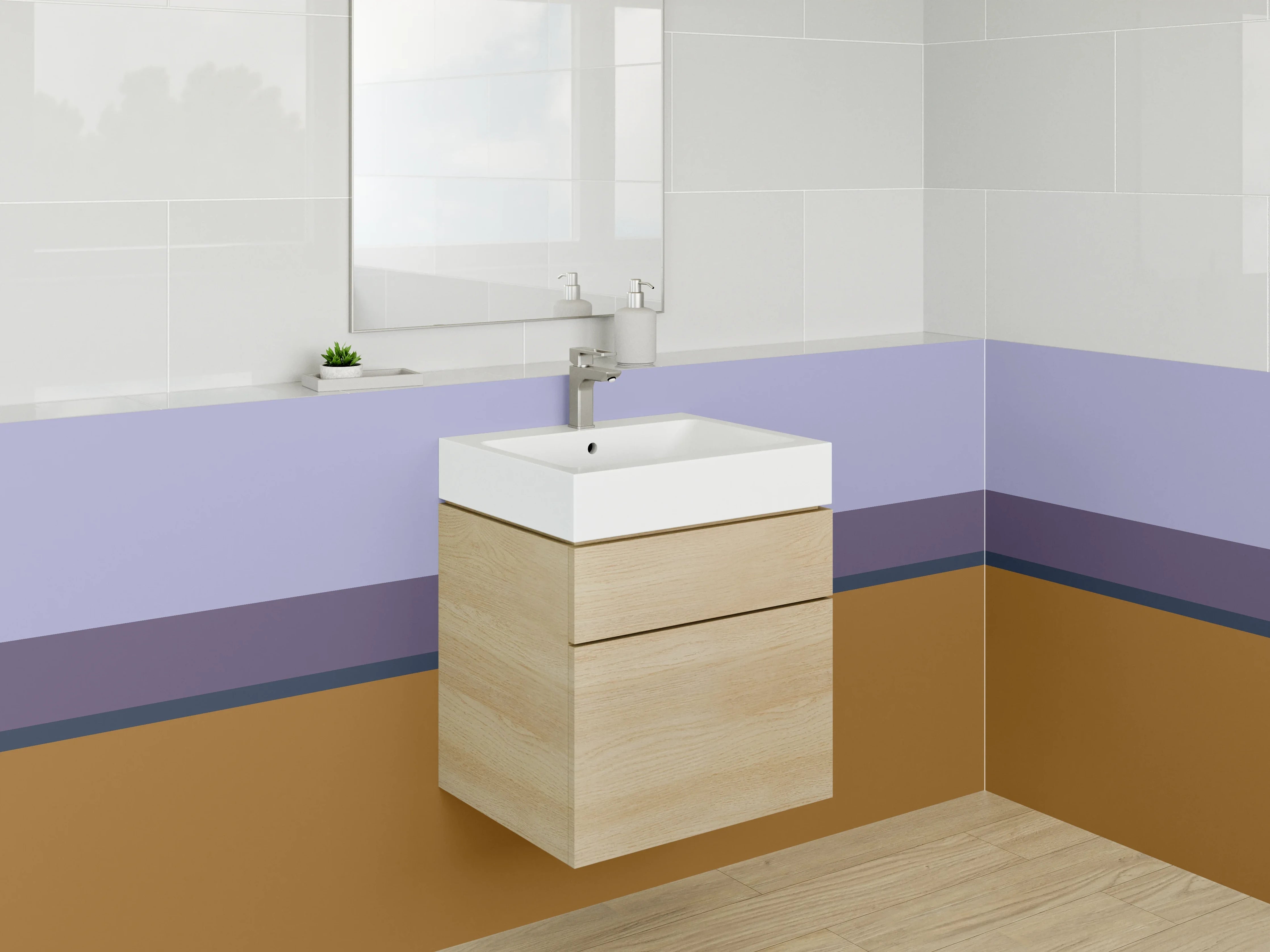 Waschbecken-Rückwand - Elegante Grautöne für dein Badezubehör