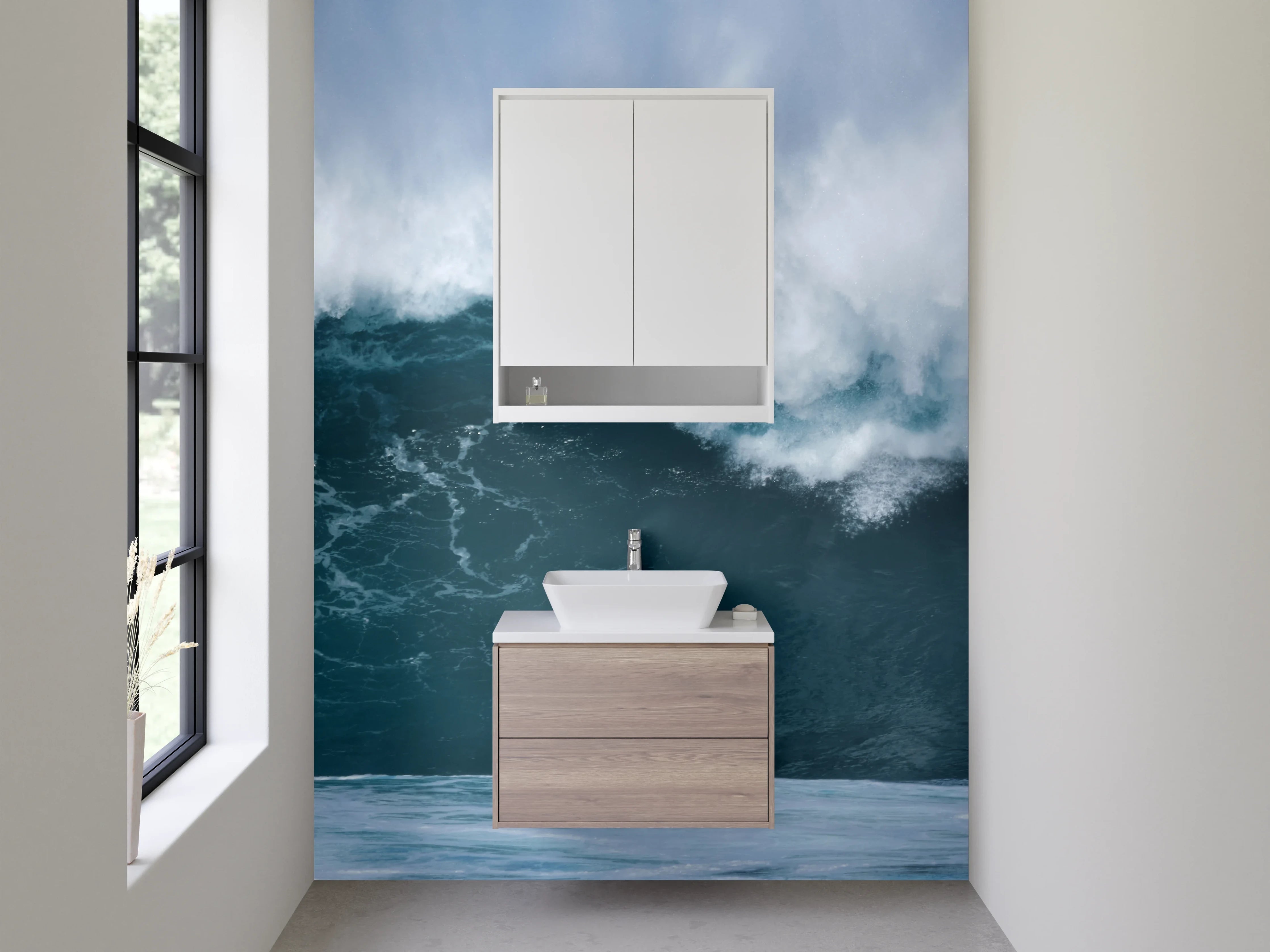 Waschbecken-Rückwand - Elegante Grautöne für deine Badezimmer-Wand