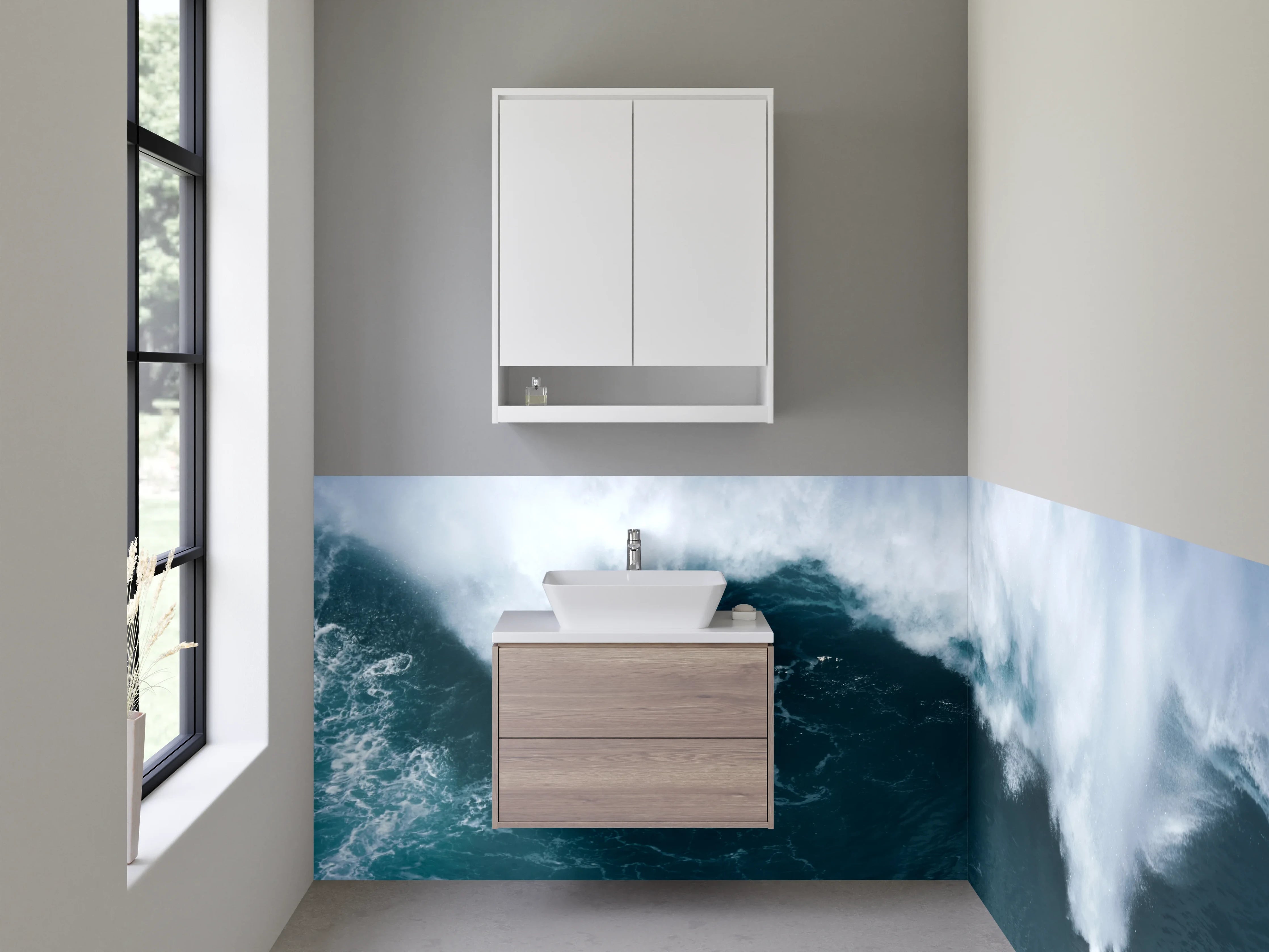 Waschbecken-Rückwand - Elegante Grautöne für deine Badezimmer-Wand