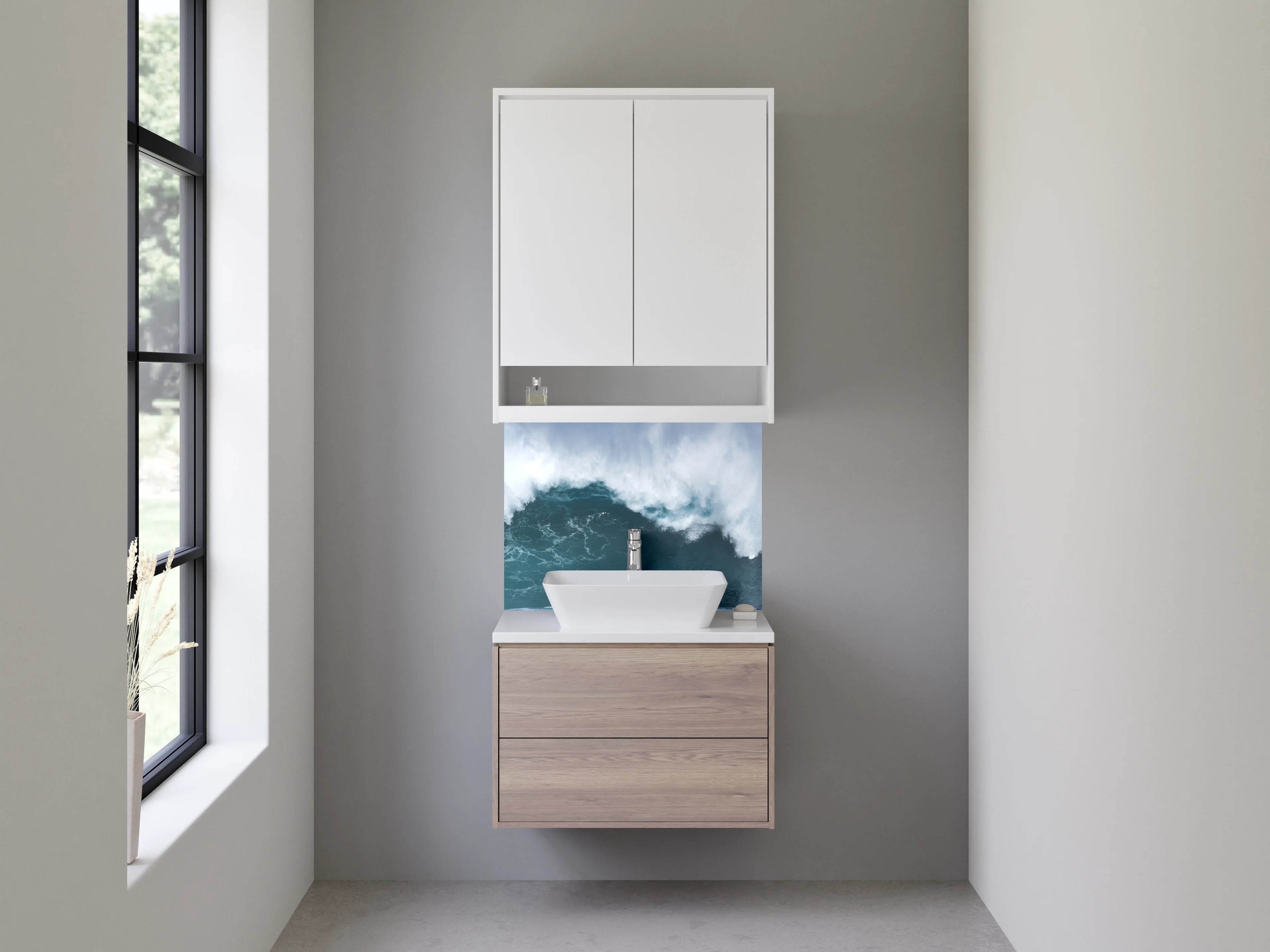 Waschbecken-Rückwand - Elegante Grautöne für deine Badezimmer-Wand