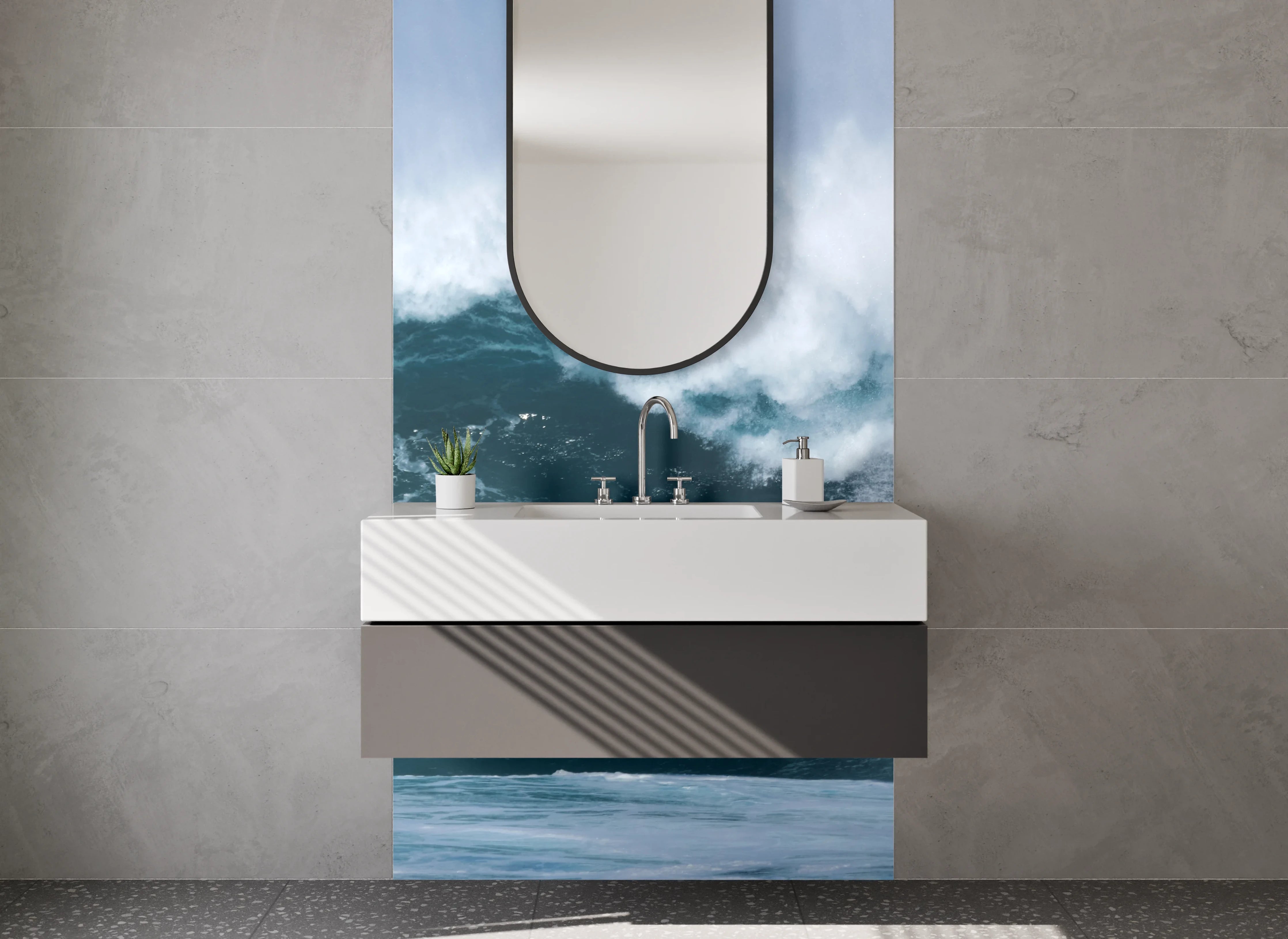 Waschbecken-Rückwand - Elegante Grautöne für deine Badezimmer-Wand